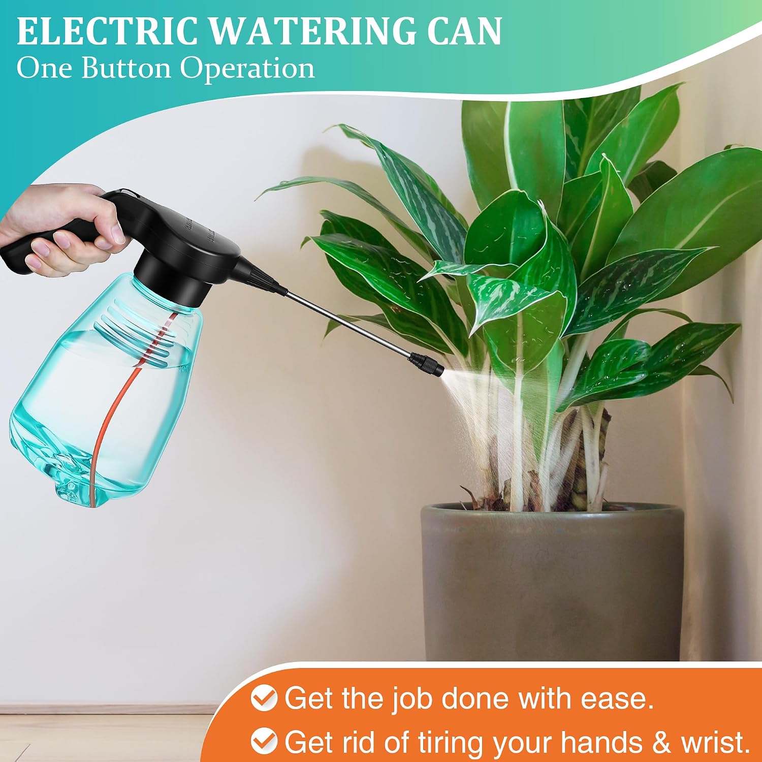 0.5 Gallon Electric Spray Bottle Plant Mister Green Style | Rechargeable Battery Powered Sprayer with Adjustable Spout