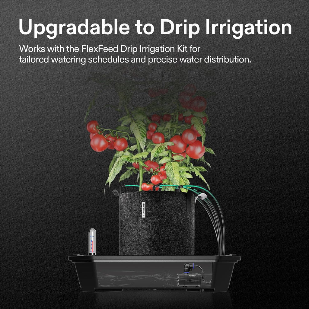 VIVOSUN 4-Pack FlexFeed Self-Watering Pots with Grow Bags, Auto Irrigation | Water Meter & Maintenance Window, for Use