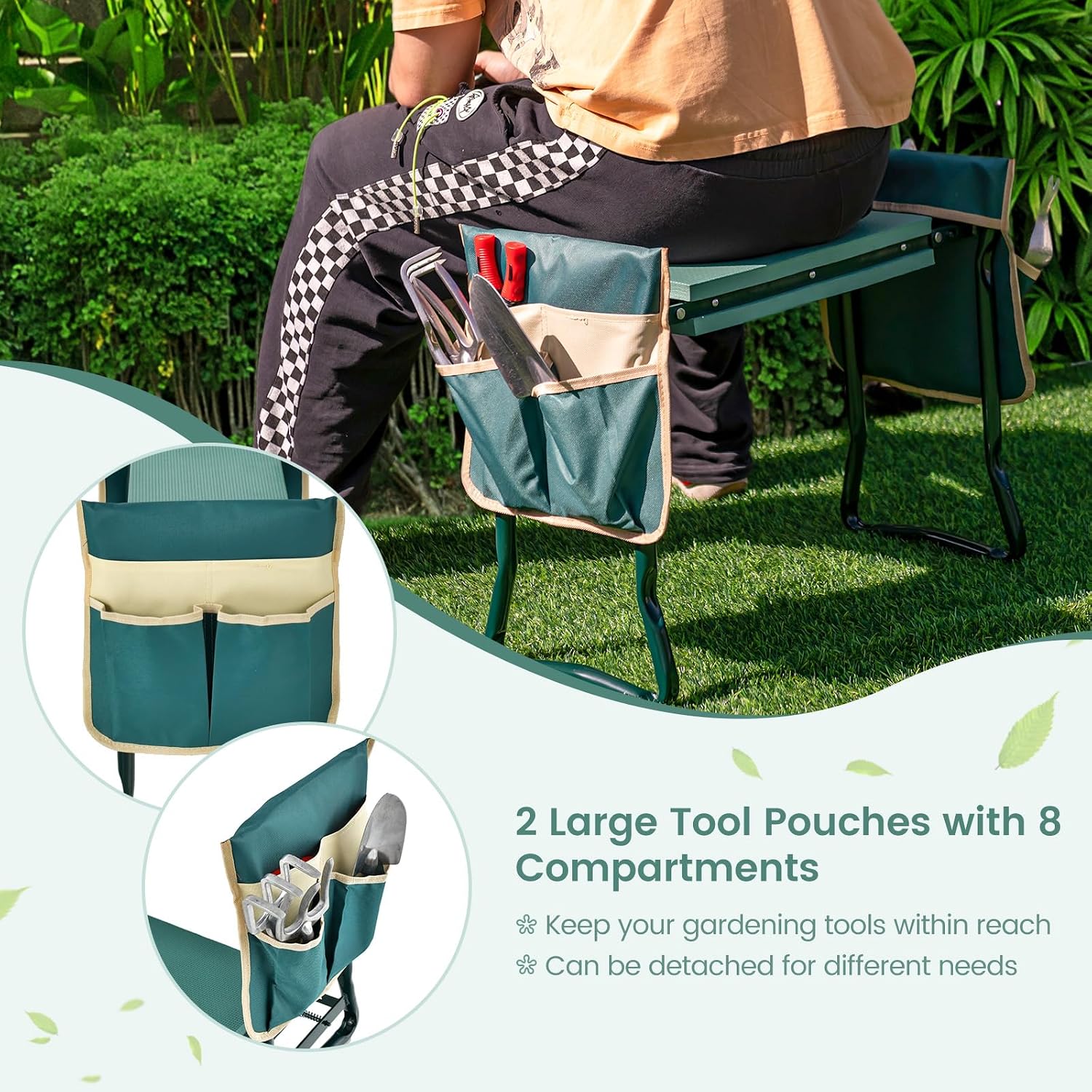 Goplus Garden Kneeler and Seat, Foldable Garden Bench for Kneeling & Sitting, Widened 8" EVA Soft Foam Pad, Heavy-Duty
