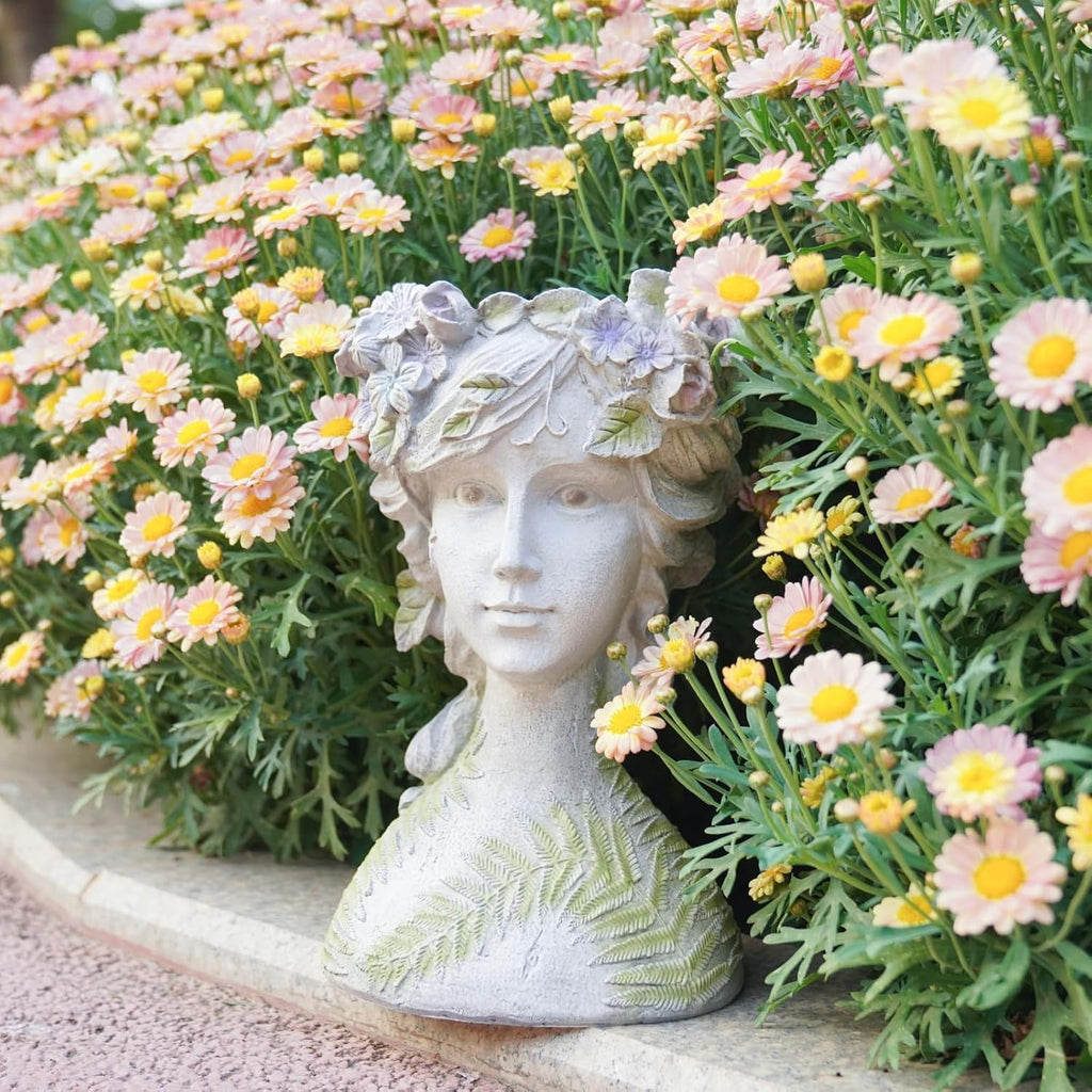DiliComing Head-Planter Face-Planters Pot - 10 Inch Flower Pots Outdoor with Drainage Hole, Face Flower Pot Head