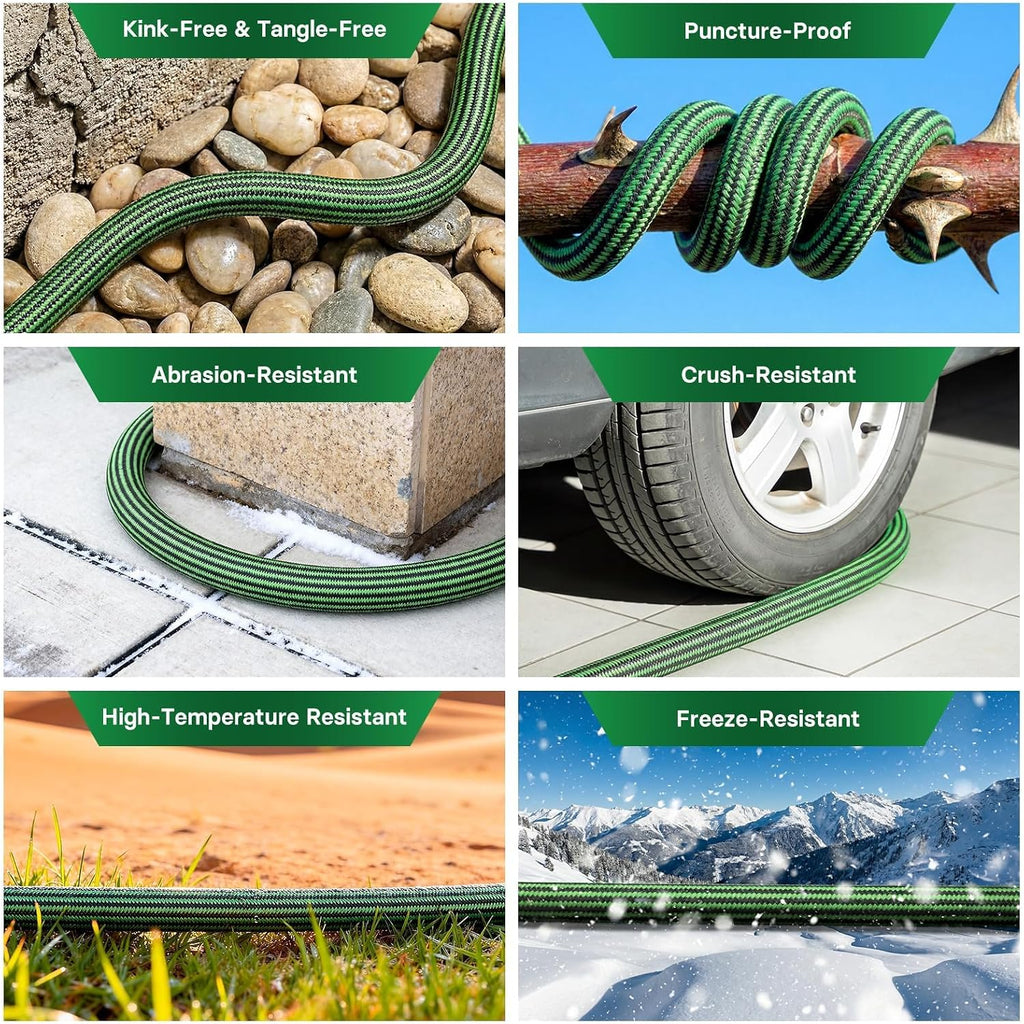 Garden Hose 75 ft Flexible Non-Expandable Water Hose Kink-Free Ultra Lightweight Leak-Proof Durable Portable