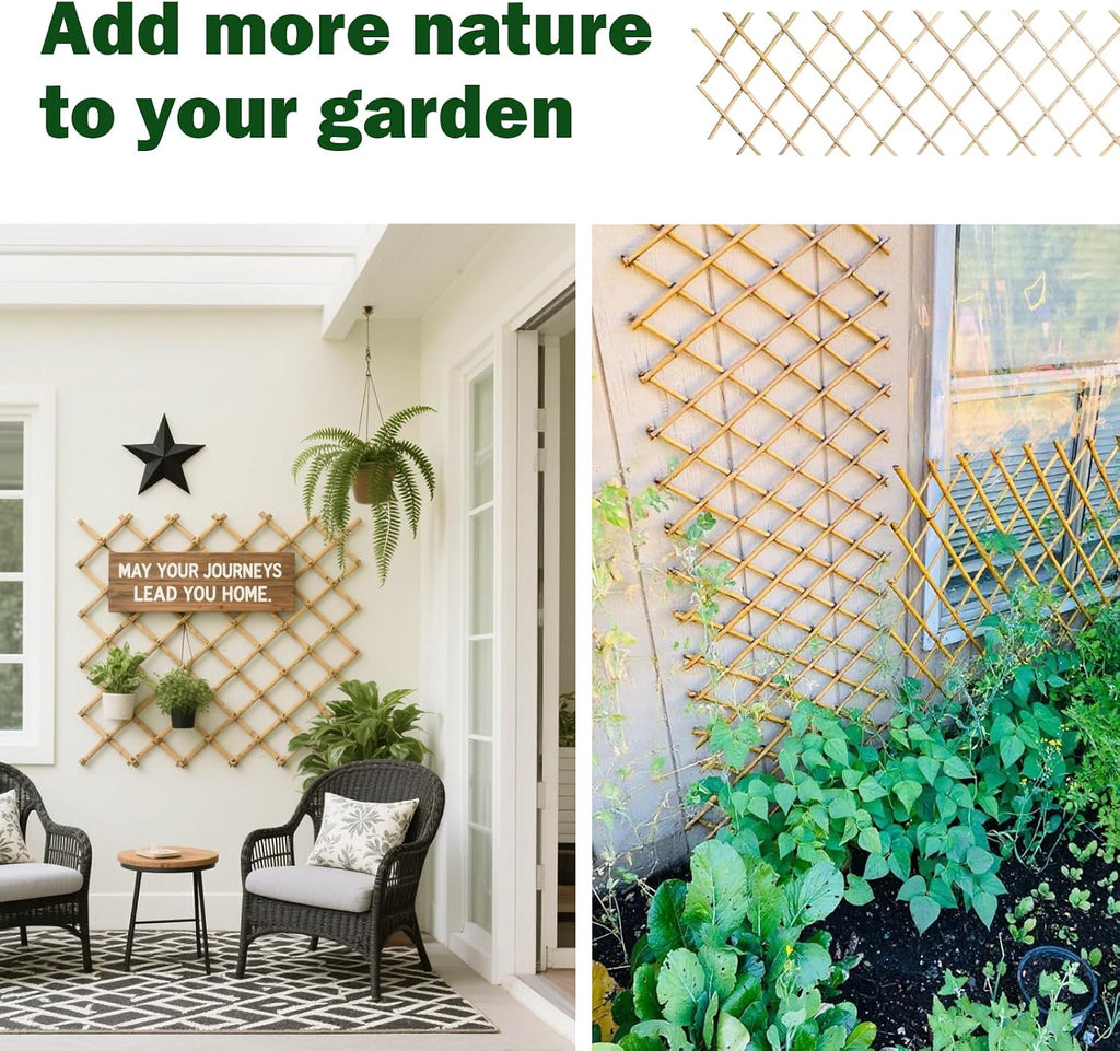 Jollybower 48x72 Inch Expandable Bamboo Trellis, Garden Lattice Fence, Expandable Fence for Climbing Plants, Vines &