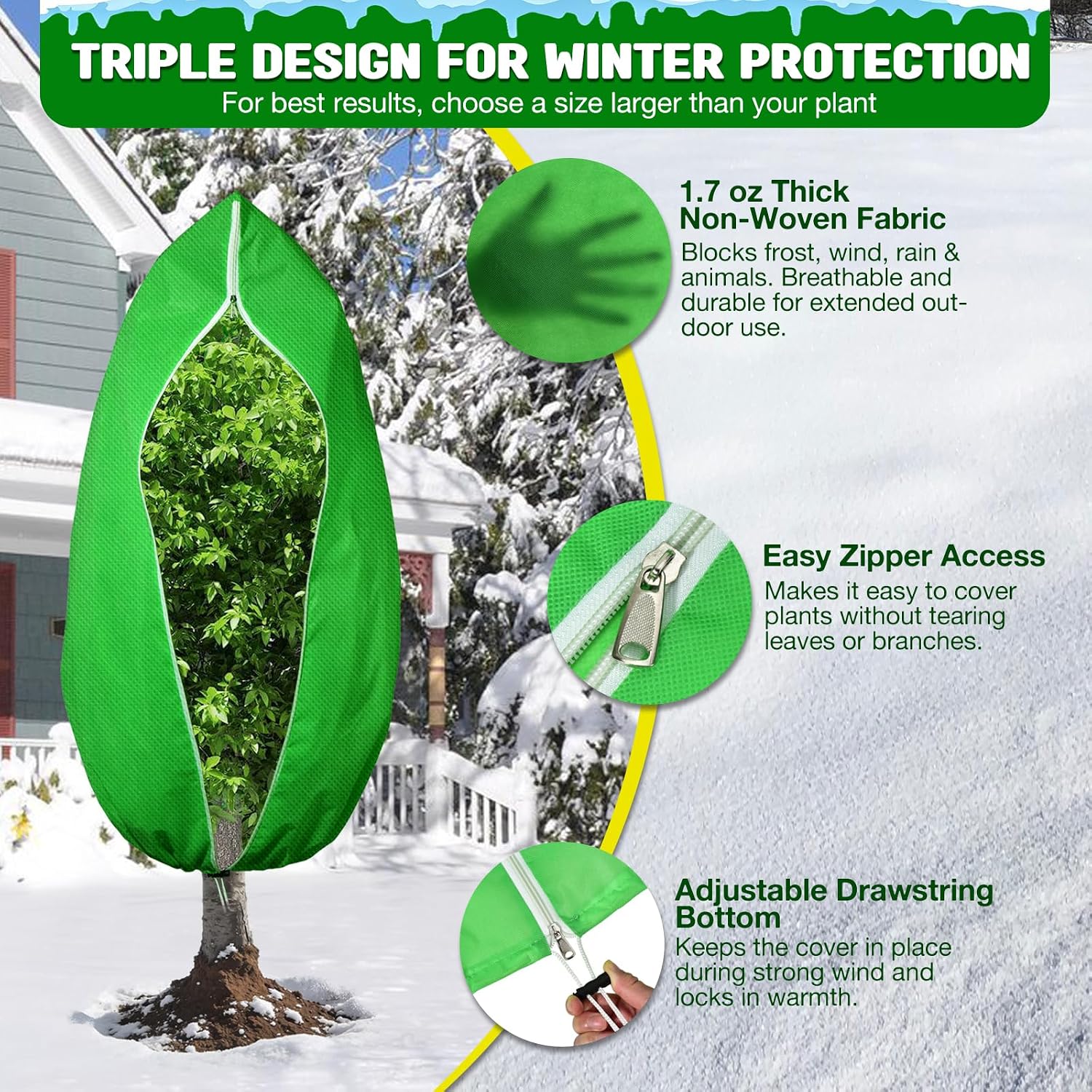 4pcs reusable winter frost plant cover freeze protection, 31.5"x47.2" frost plant cover for winter outdoor plants,Frost