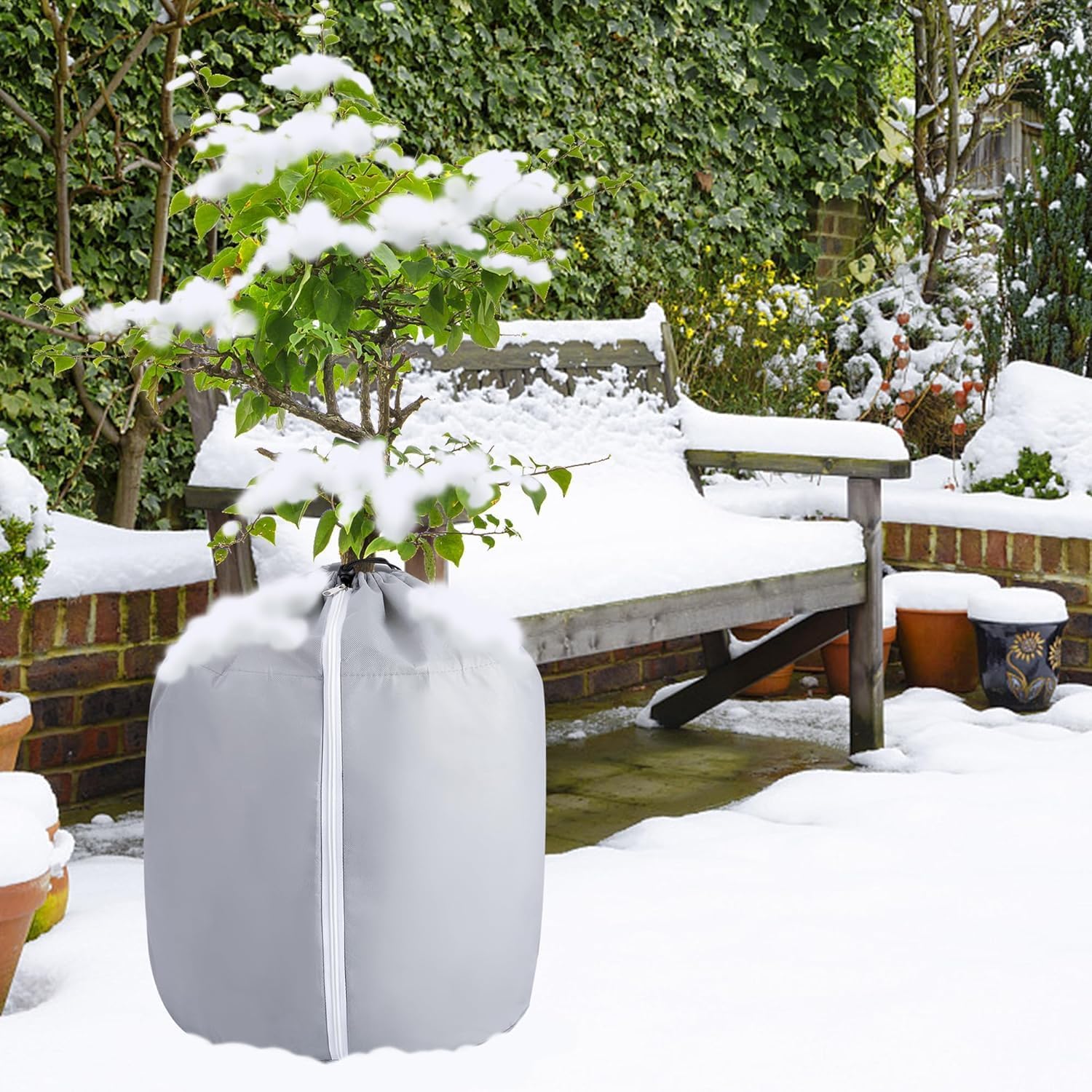 Tlswshsy 2PCS Plant Winter Protection Pot - 27.6" x 25.6" Flower Pot Protection Bag - Anti-Frost Winter Pot Plant Cover