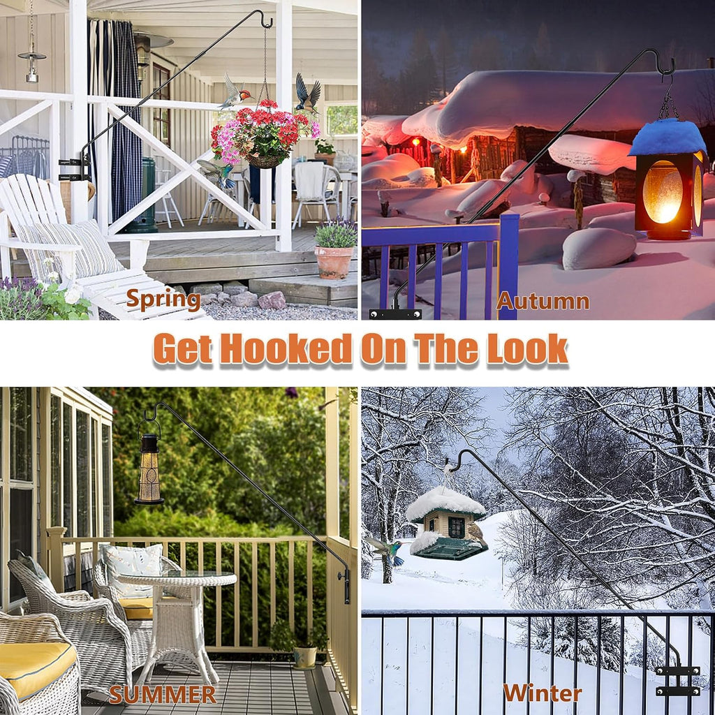 29-43" Adjustable Deck Railing Hook,Heavy Duty Rotating Plant Hanger | Double Clamps for Bird Feeders, Planters
