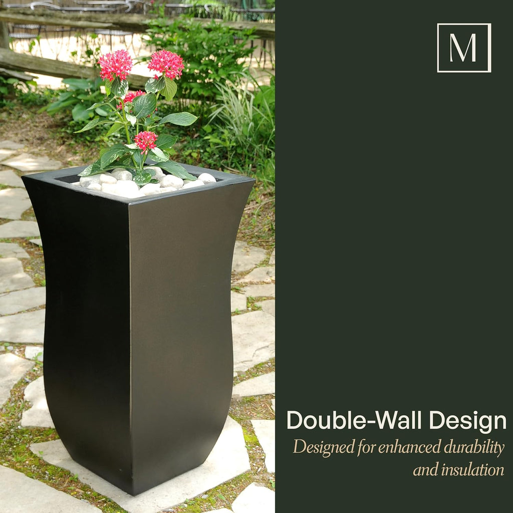 Mayne Valencia 30in Tall Planter - Neptune Blue - 16in x 16in x 30in - with Removable Plug, Polyethylene (5874-NB)