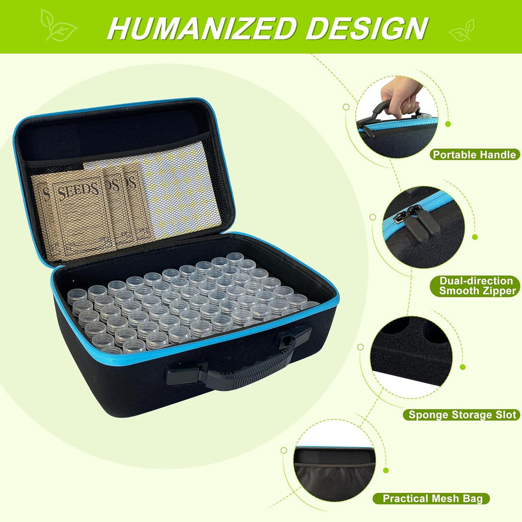 140 Slots Seed Storage Organizer Box with 20 Envelopes, Large Capacity Seed Storage Container with Zipper Bag, Label