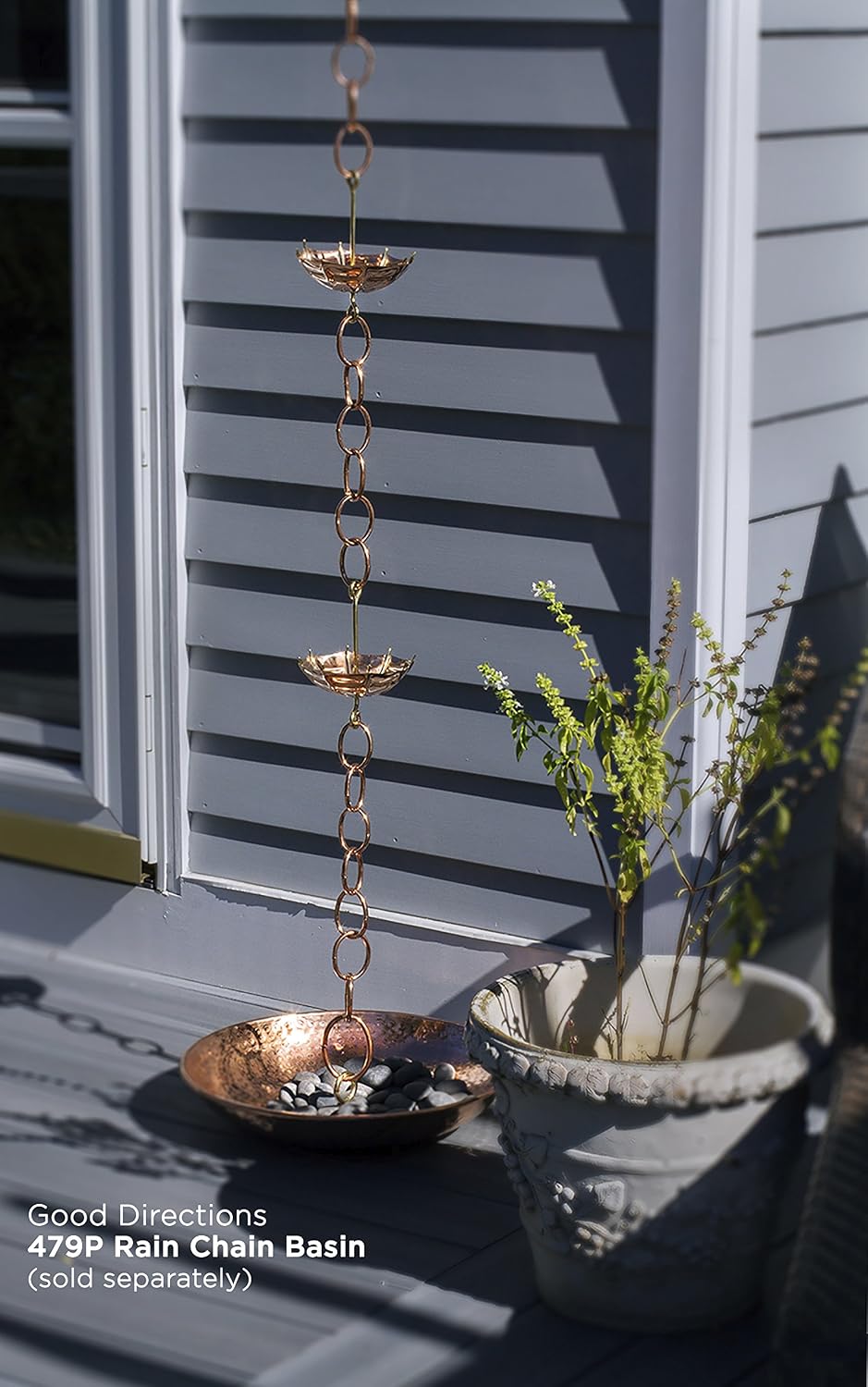 Good Directions 486P-8 Umbrella Rain Chain 8-1/2 Feet Long, Extra Large Umbrellas, 100% Pure Copper