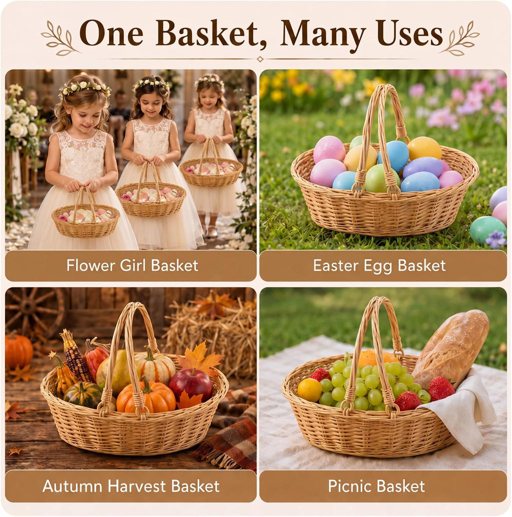 Sintuff 6 Pcs Small Wicker Picnic Basket with Handle, Oval Willow Woven | 12.6 x 8.27 x 3.15 Inch, Oval Willow Woven