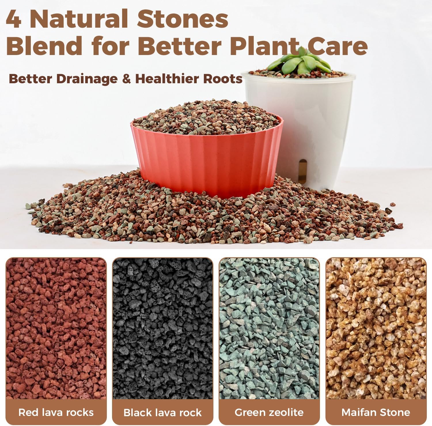 18lb Mix Lava Rocks for Plants 1/4" Horticultural Pumice for Plants, Succulent Cactus Soil Potting Mix - Horticultural