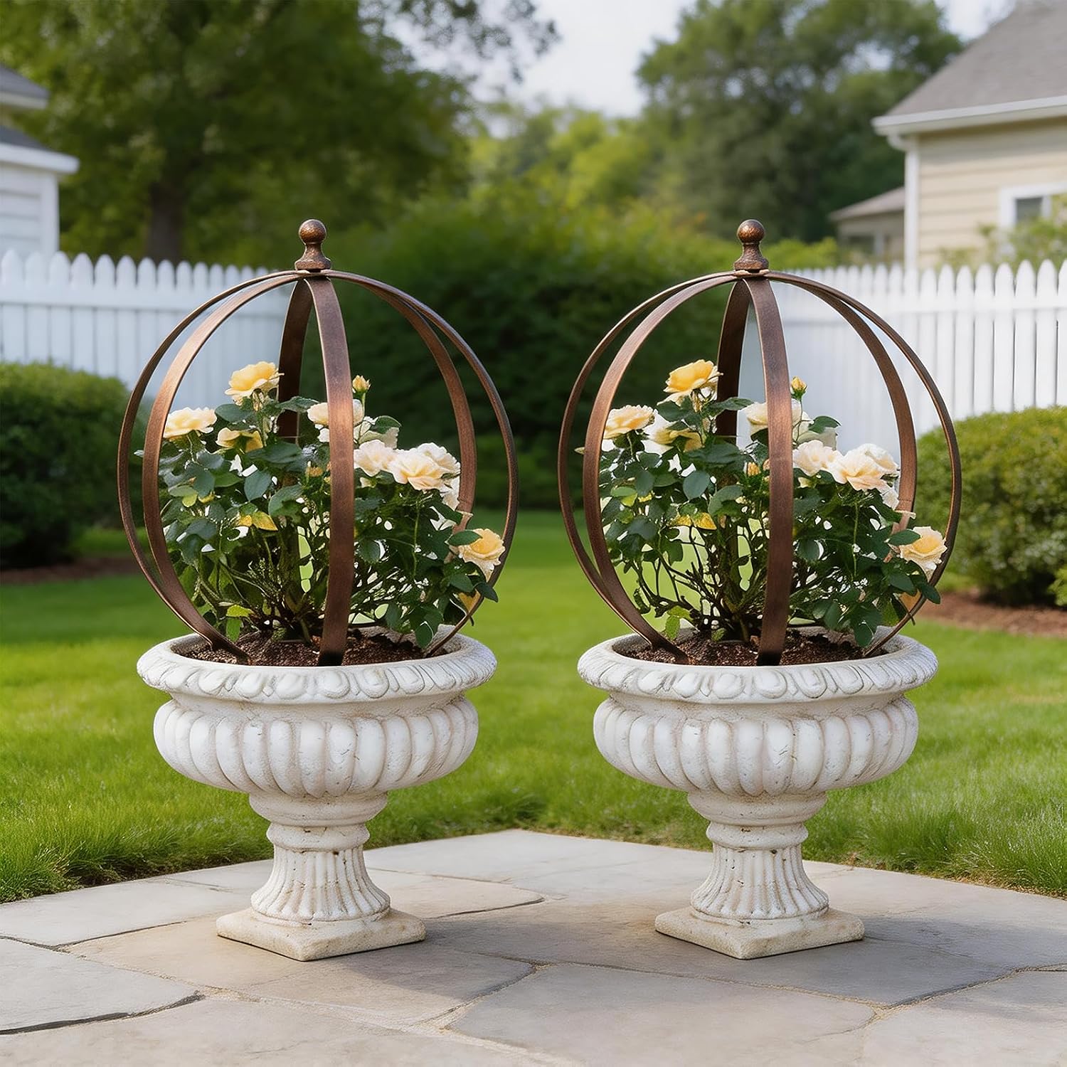 Garden Obelisk Trellis for Climbing Plants – 18"x22" Metal Support | Rose Bushes and Vines Holder – Antique Copper