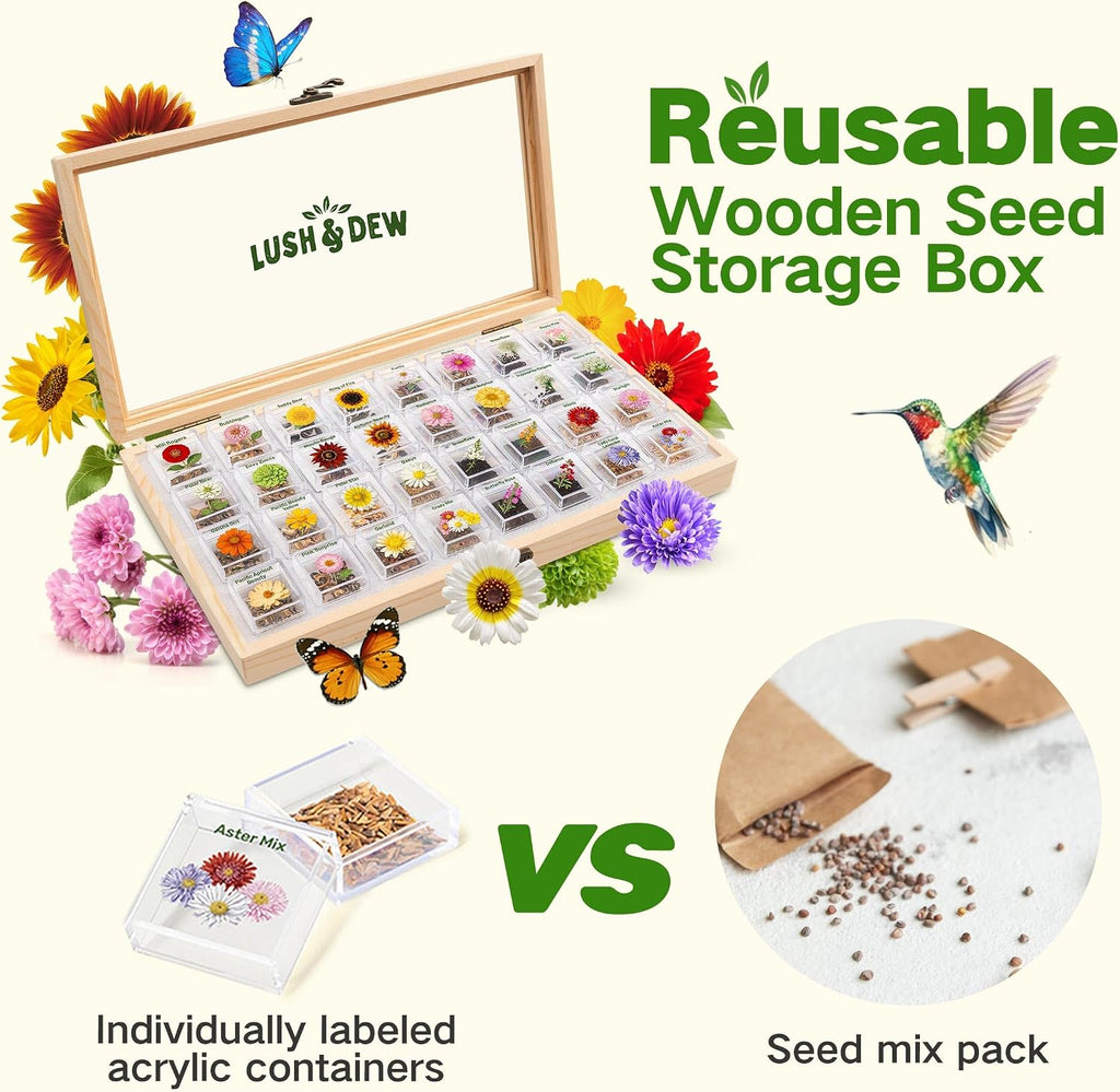 Lush&Dew Zodiac Garden Seed Bank Earth Sign, Gardening Gifts for Women Men | 12 Varieties USA-Sourced Non-GMO Heirloom