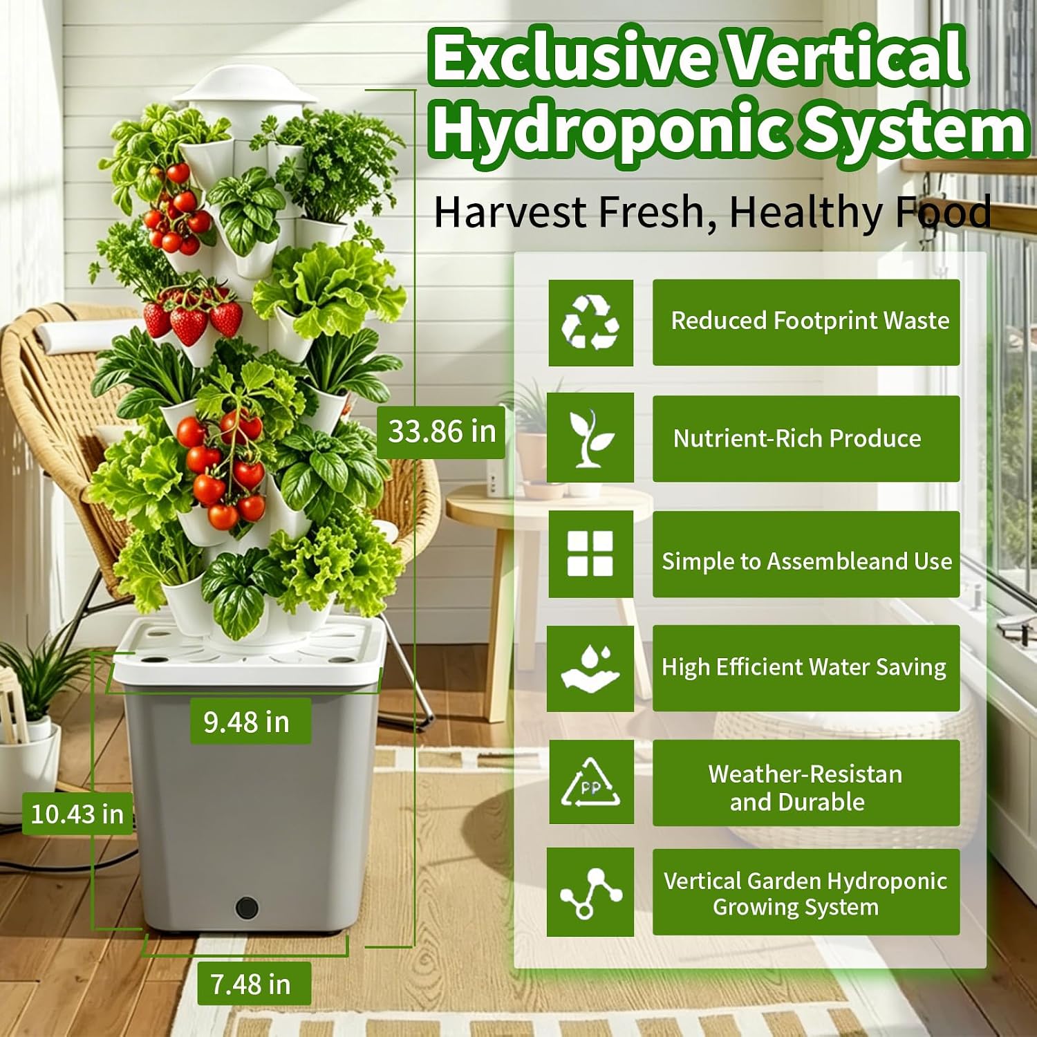 Hydroponic Tower,Vertical Hydroponics Growing System for Indoor Vegetables