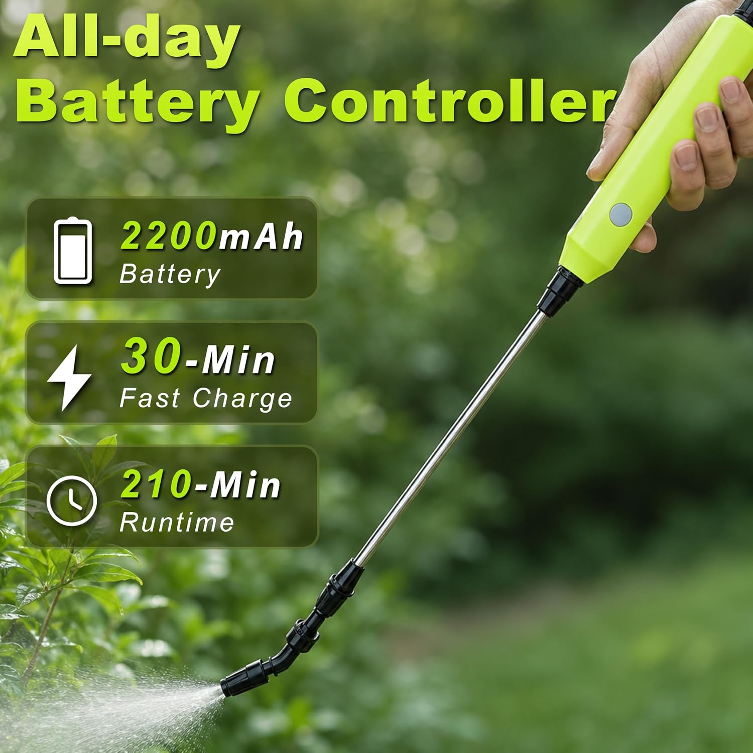 Sprayer 1.35 Gallon Battery Powered Sprayer, Covers 3,000 Sq Ft per Tank | Electric Sprayer with 3 Interchangeable