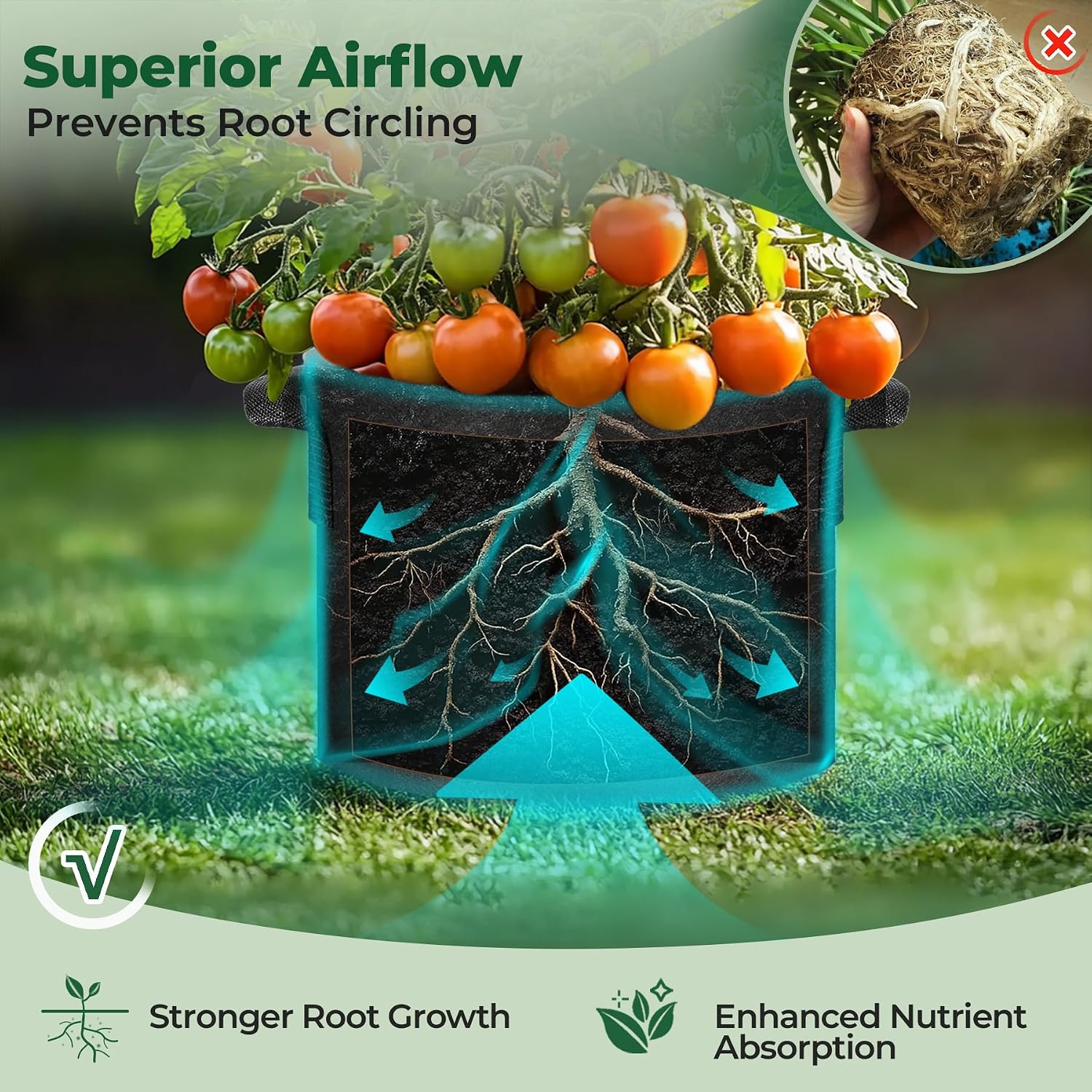 T4U Grow Bags 25 Gallon 5 Pack, Large Fabric Pots for Outdoor Plants Trees | Saplings shrubs planters, Heavy duty