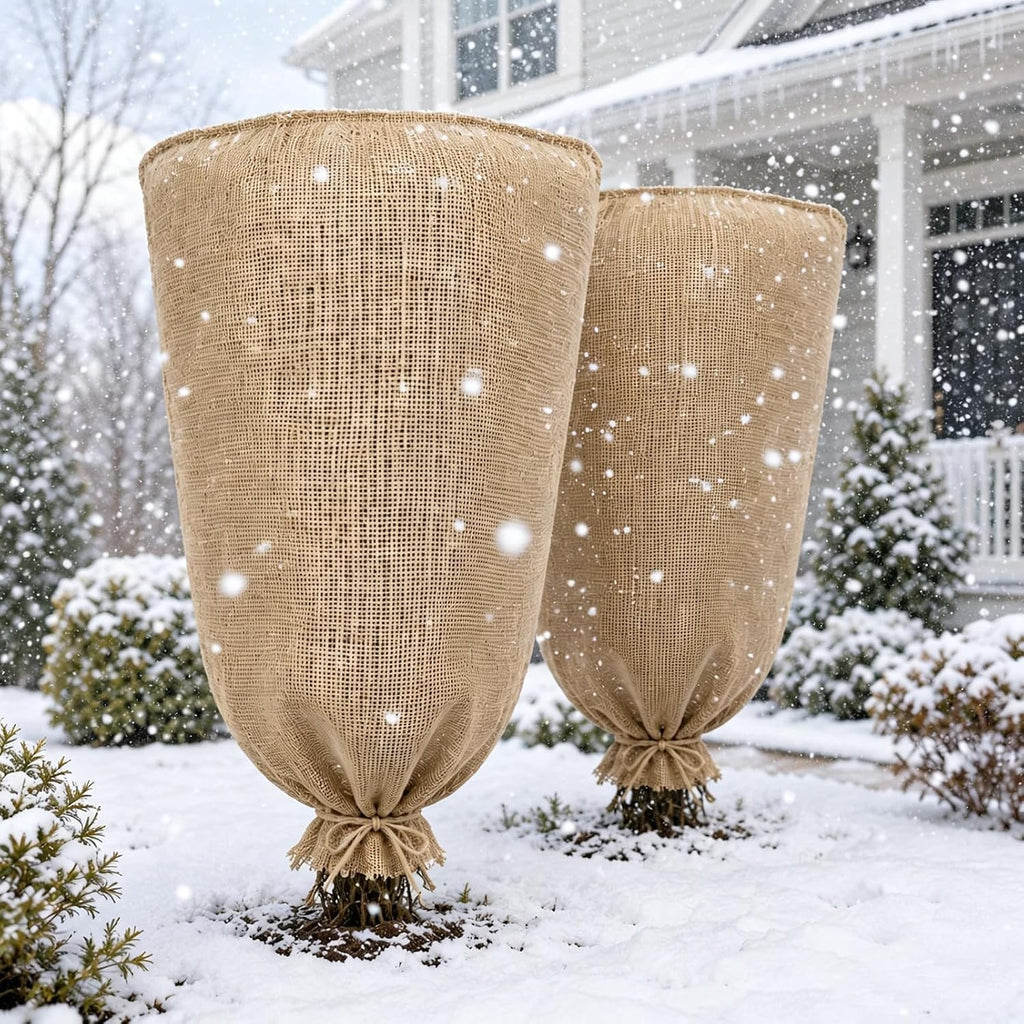 1Pcs 45.3x70.9in Winter Burlap Plant Cover Bags with Drawstring for Warmth | Reusable Plant Frost Protection for Fruit