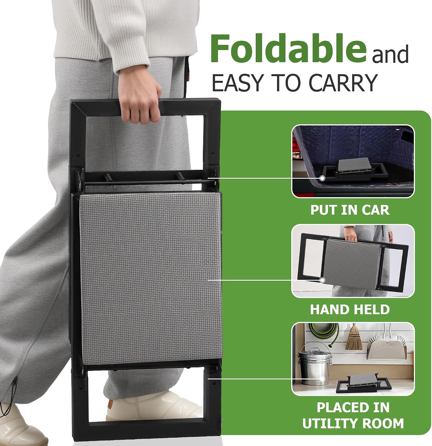 LLARGUEST Garden Kneeler and Seat,Heavy Duty Foldable Kneeling Chair with Handle,Comfortable Wide 12" Garden Kneeling