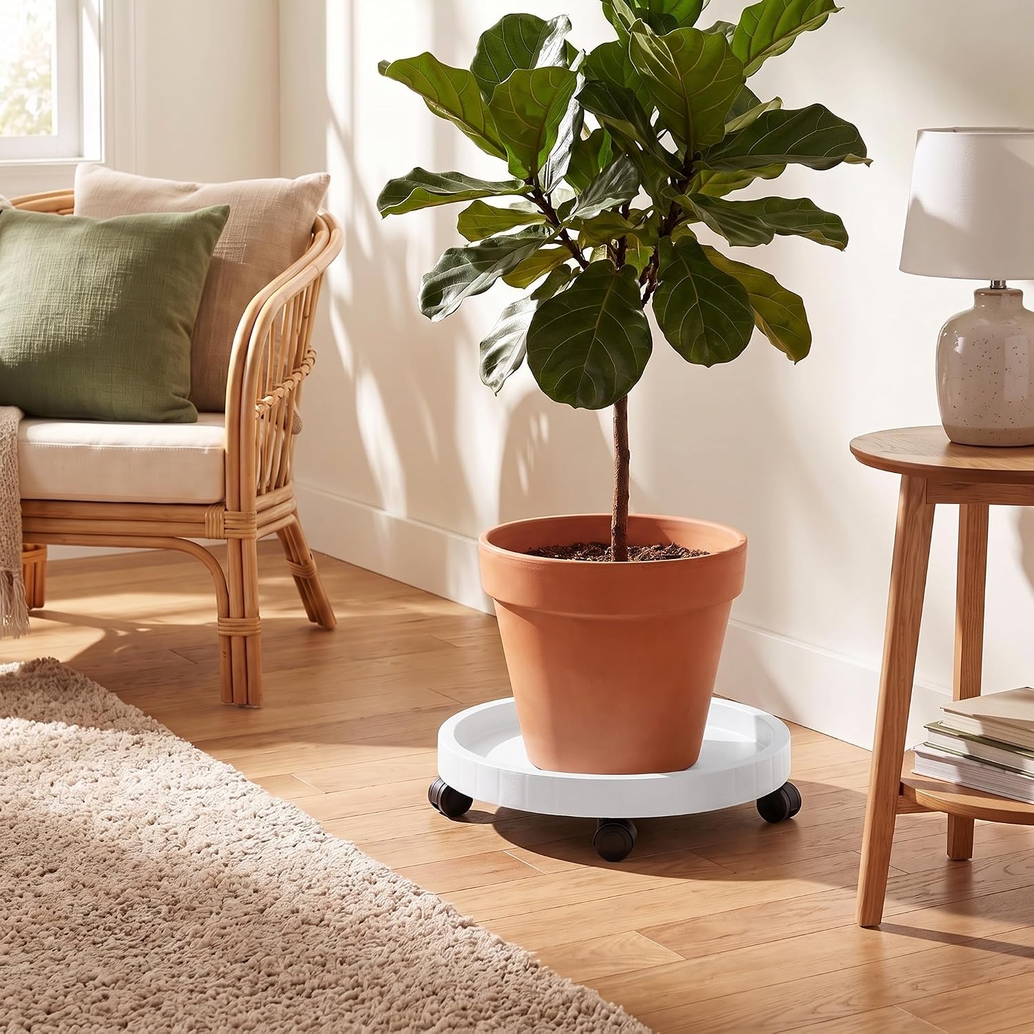 WanderingDonkey 14 Inch Wheeled Potted Flower Mover Dolly with Casters, Round Coaster for Indoor Outdoor,Planter Saucer