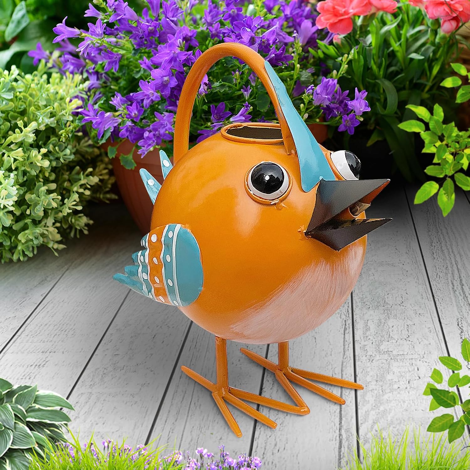 Metal Cute Bird Watering Can,Watering Can Indoor/Outdoor Plants | Decorative & Functional 1.8 L/0.5 Gallon Water Pot
