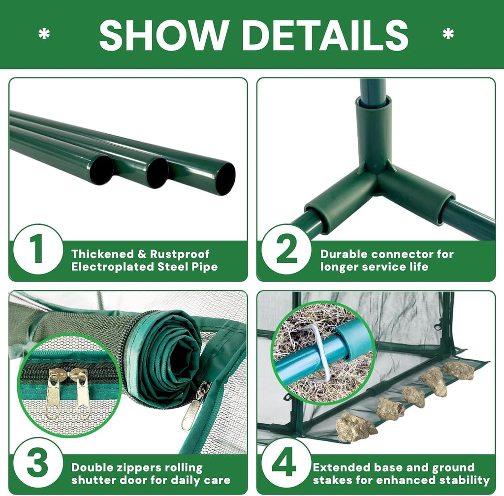Crop Cage for Garden,98"x49"x49" Tunnel Plant Netting Cover with Zipper,Garden Bed Cover for Protection for Vegetables