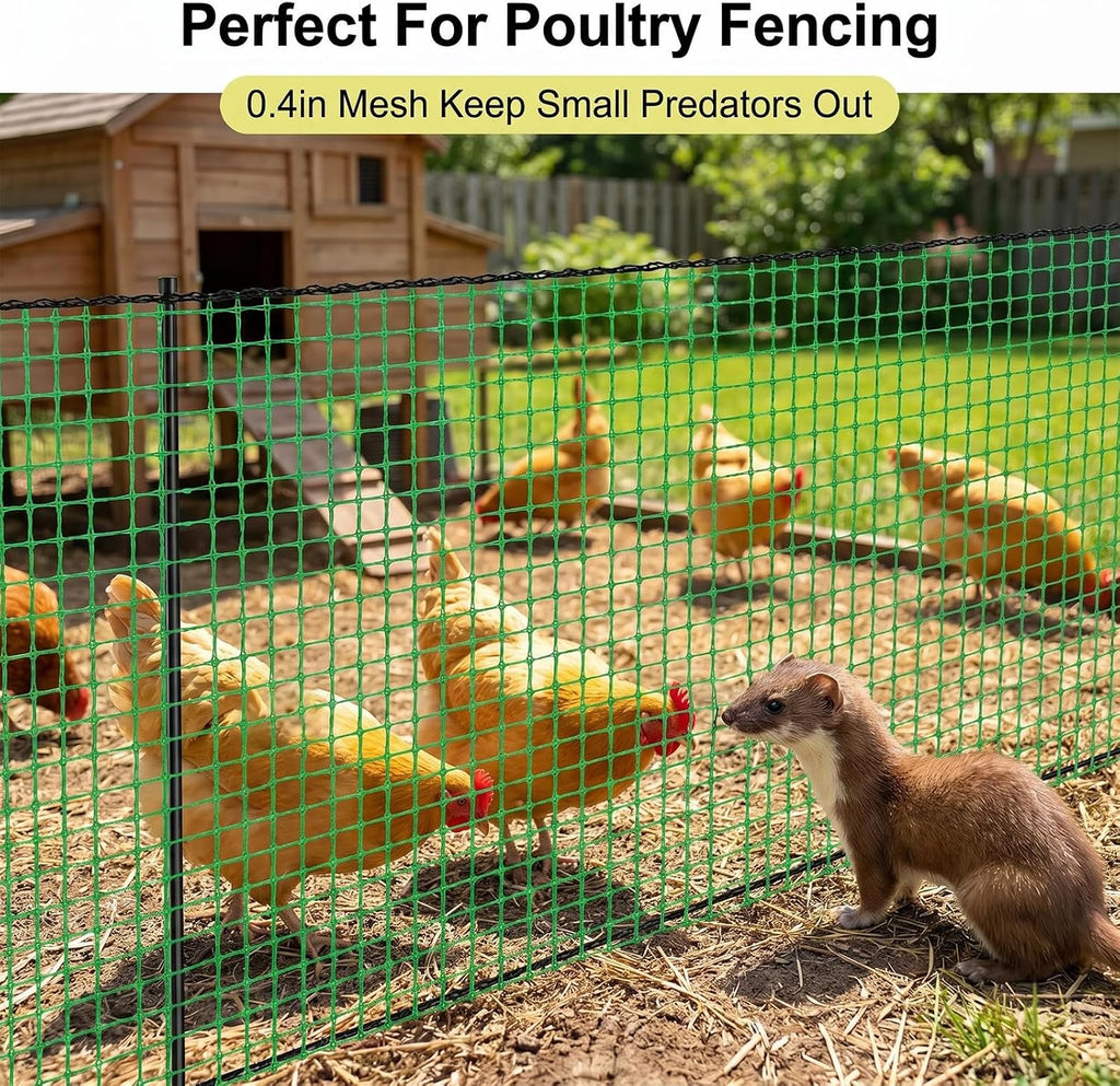Garden Fencing 4 x 100FT,0.4" Mesh Plastic Fencing,50PCS Zip Ties | Deer Fence Temporary Fencing Snow Fence Safety