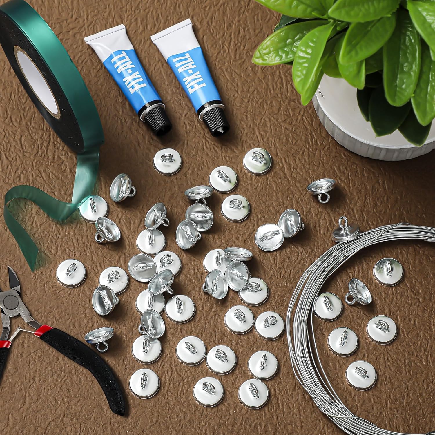 WILLBOND Plant Anchor Kit, 80 Pcs Vine Anchors 5 Pack Silicone Adhesive Sealant Garden Tie Tape Metal Wire Wire Cutters