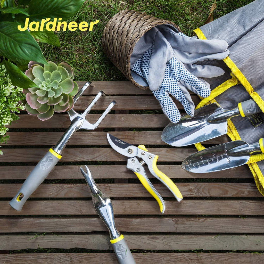Garden Tools Set, 8PCS Heavy Duty Garden Tool Kit with Outdoor Hand Tools, Garden Gloves and Storage Tote Bag