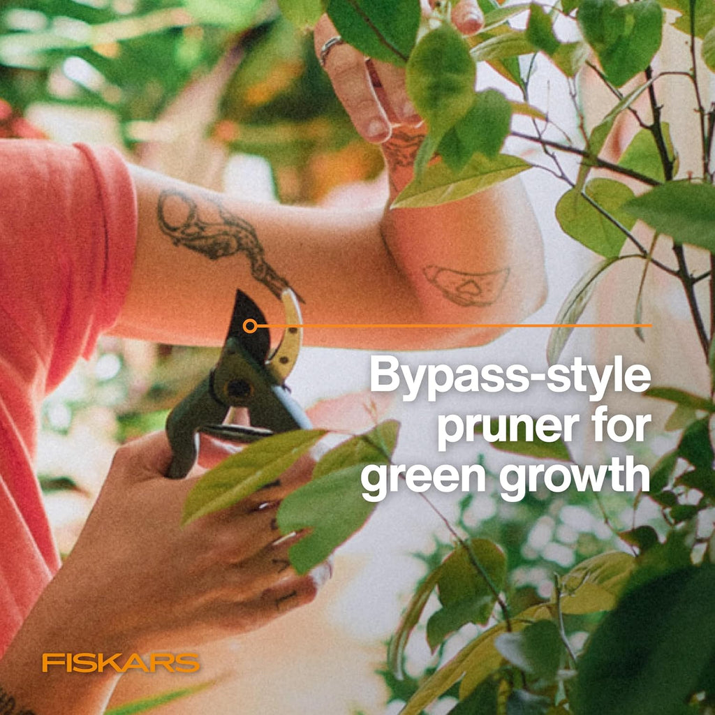 Fiskars 7" Plant Sculpting Bypass Pruners & Holder, 1/2" Cut Capacity | For Indoor Gardening & Bonsai, Low-Friction