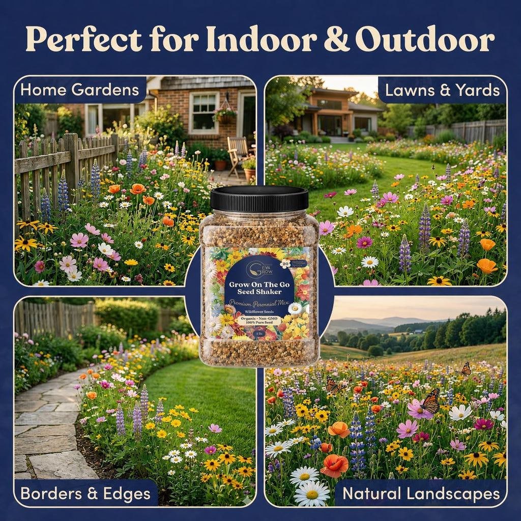 Bulk Wildflower Seed Shaker – Perennial Flower Seeds Mix to Plant Anywhere, by Geva Grow | 20 - Different Type