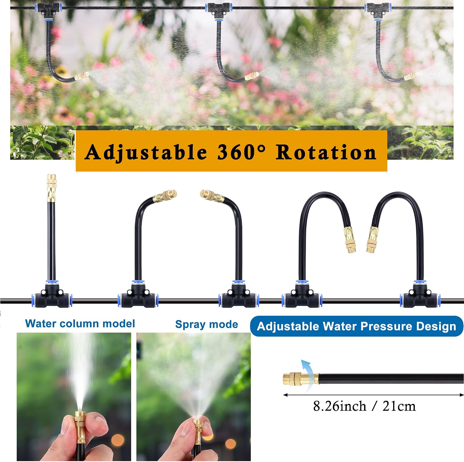 Drip Irrigation Kits Auto Garden Irrigation System Calcium Inhibitor Filter | Includes 66FT 5/16 inch Irrigation Tubing