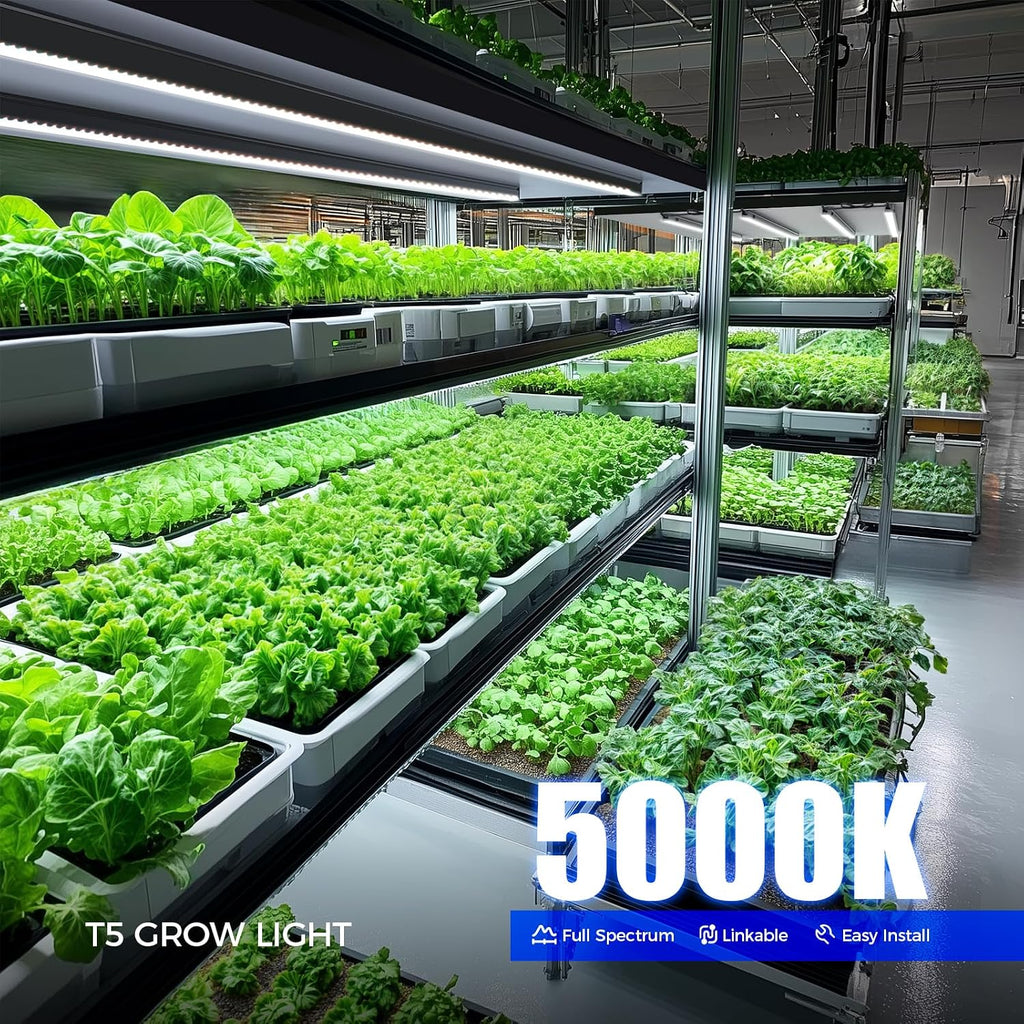 Barrina T5 Plant Lights, 4FT 160W (8 X 20W), 5000K, 8 Packs, Black Cover | Led Grow Light with Magnetic Design, Full