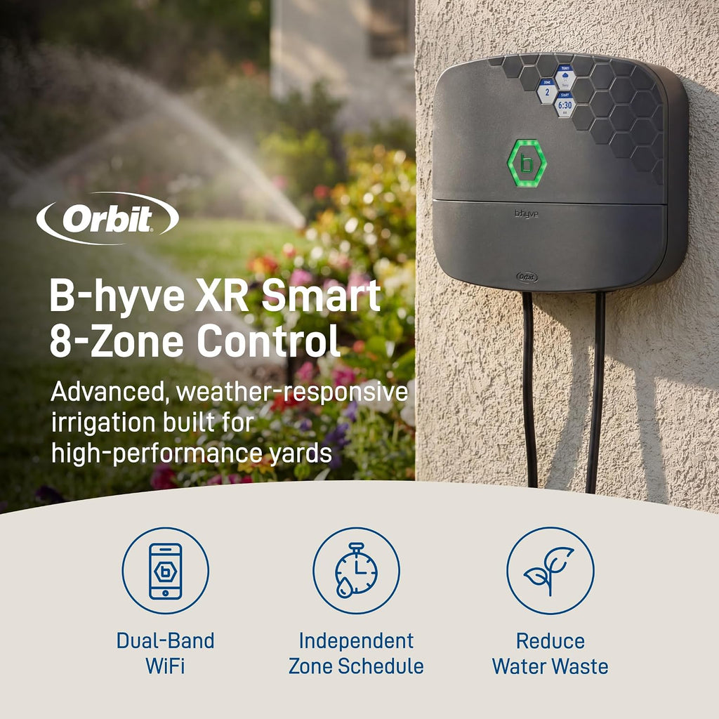 Orbit B-hyve XR Smart Sprinkler Timer - 8-Zone - WiFi-Enabled Indoor/Outdoor Irrigation Controller - App Control