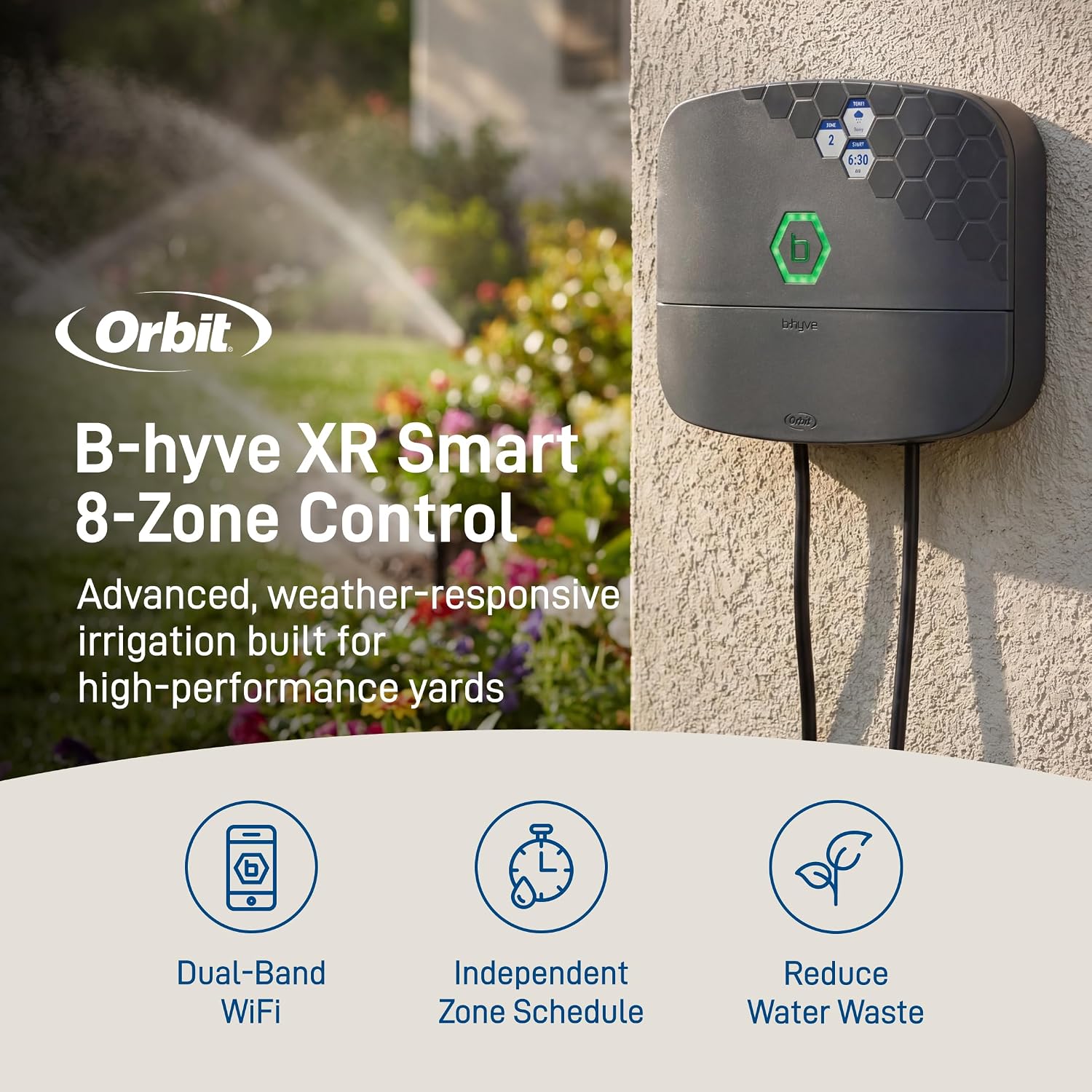 Orbit B-hyve XR Smart Sprinkler Timer - 8-Zone - WiFi-Enabled Indoor/Outdoor Irrigation Controller - App Control