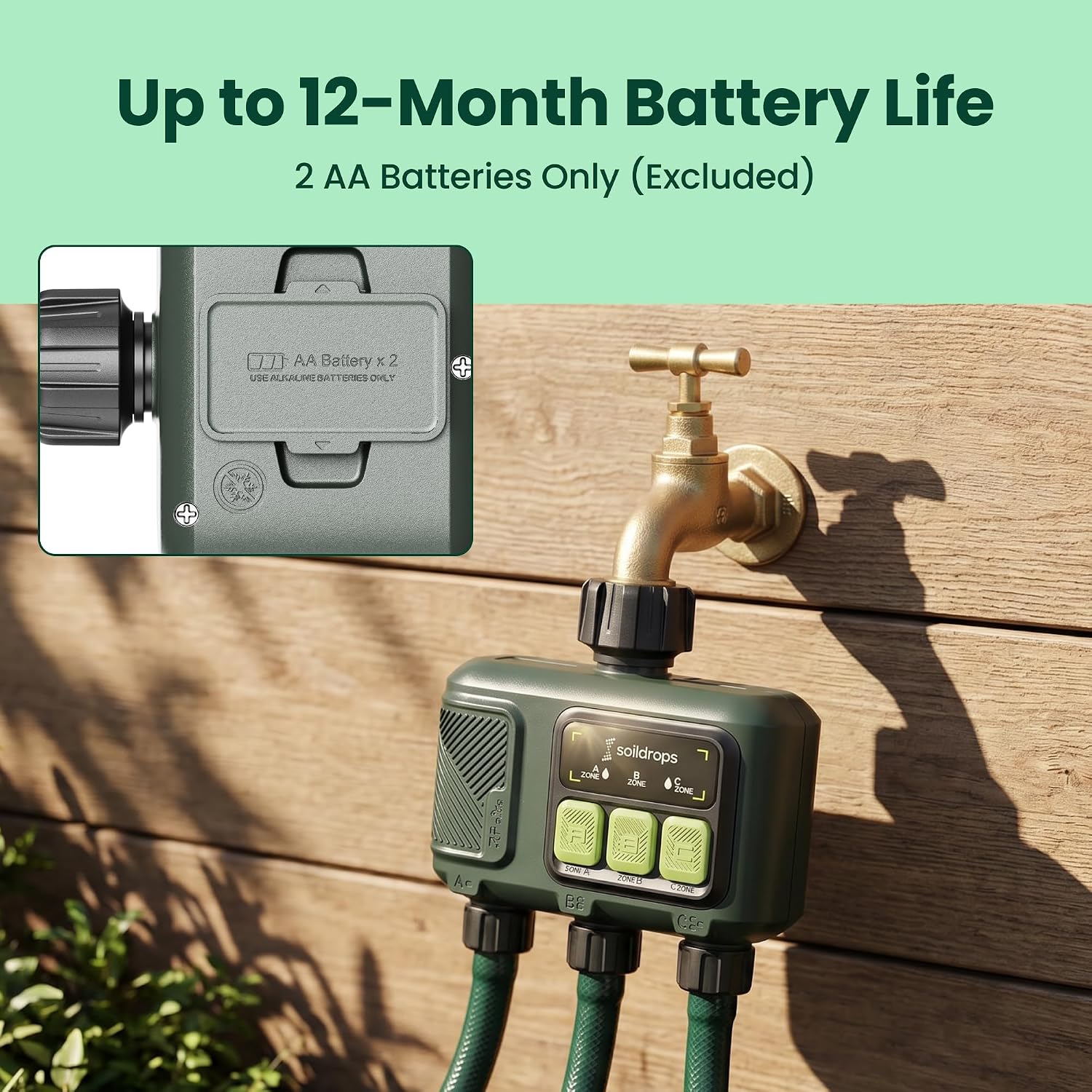 WiFi Water Timer Smart Irrigation Controller with Gateway | 984ft RF range, 8-month battery life, weather delay, OTA