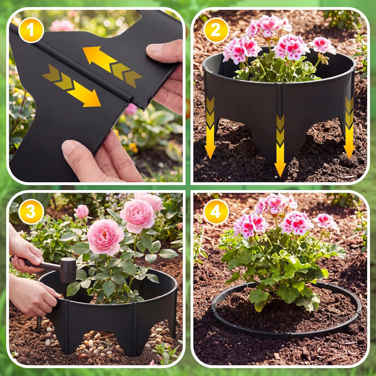 100 Pcs Planting Grow Rings, Diameter Range 8.2-15.7 Inches, Adjustable Interlocking Plant Support Rings with Mallet