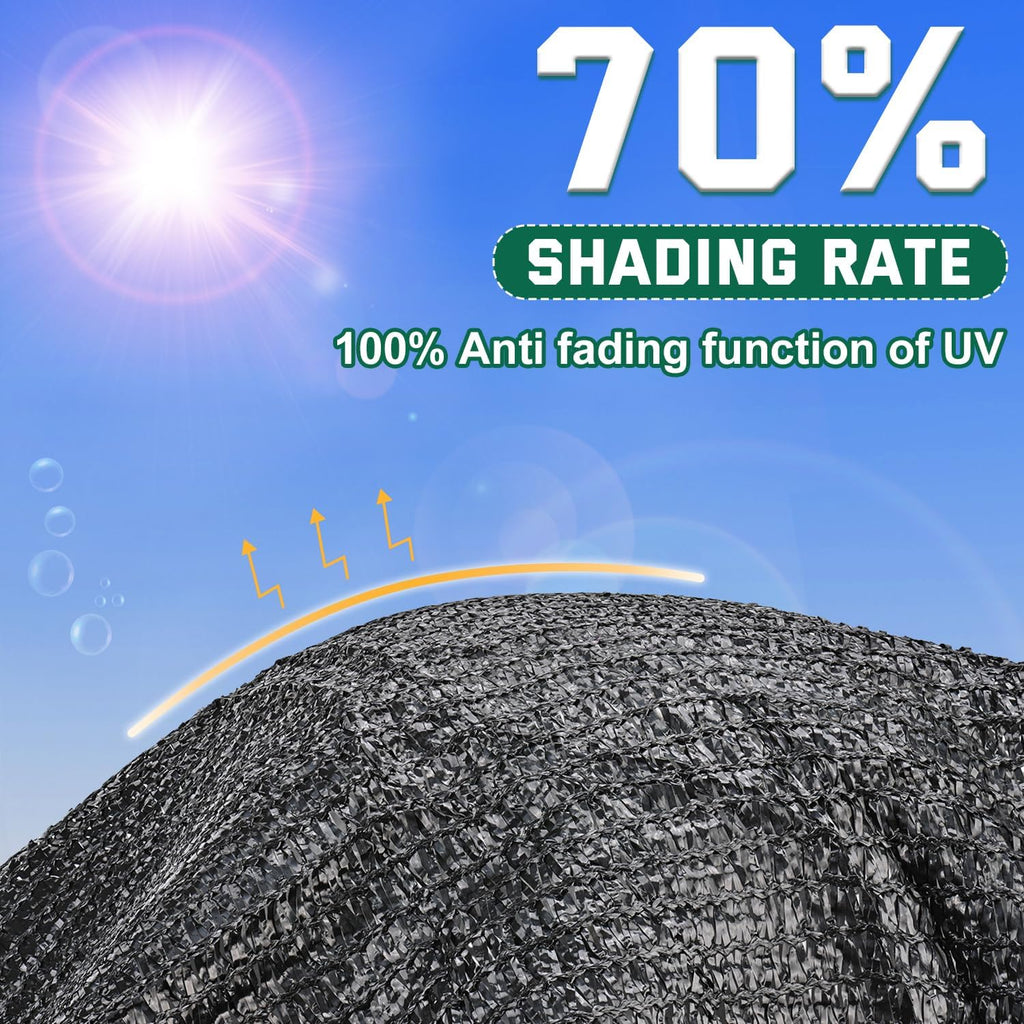 Kesfitt 70% Shade Cloth 10x20 ft, Breathable HDPE Mesh Sun Shade Tarp for Garden & Greenhouse, UV Resistant Outdoor