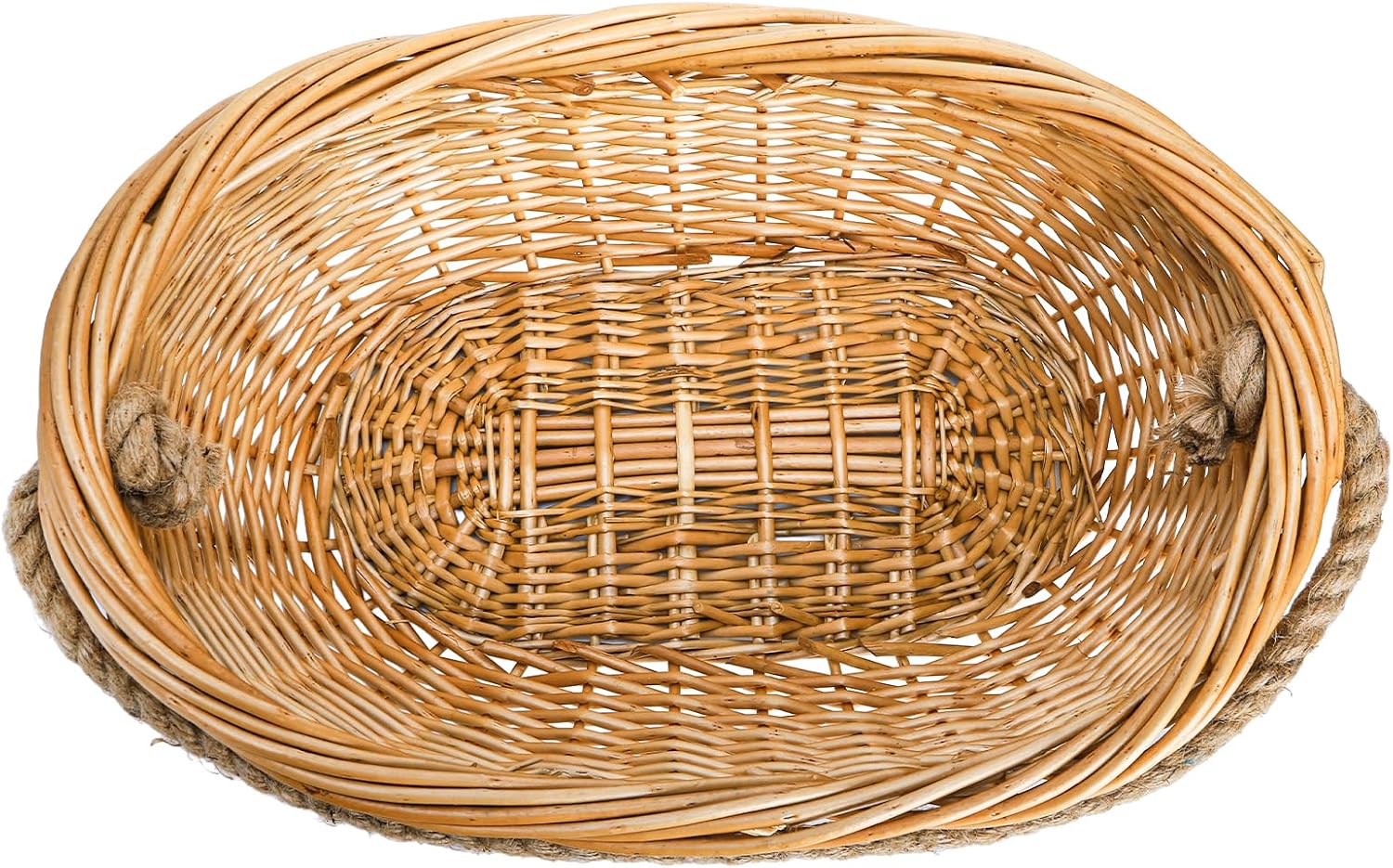 Wicker Woven Basket with Jute Rope Handle, Large Garden Harvest Basket for Gathering Vegetables, Multi-functional Fruit