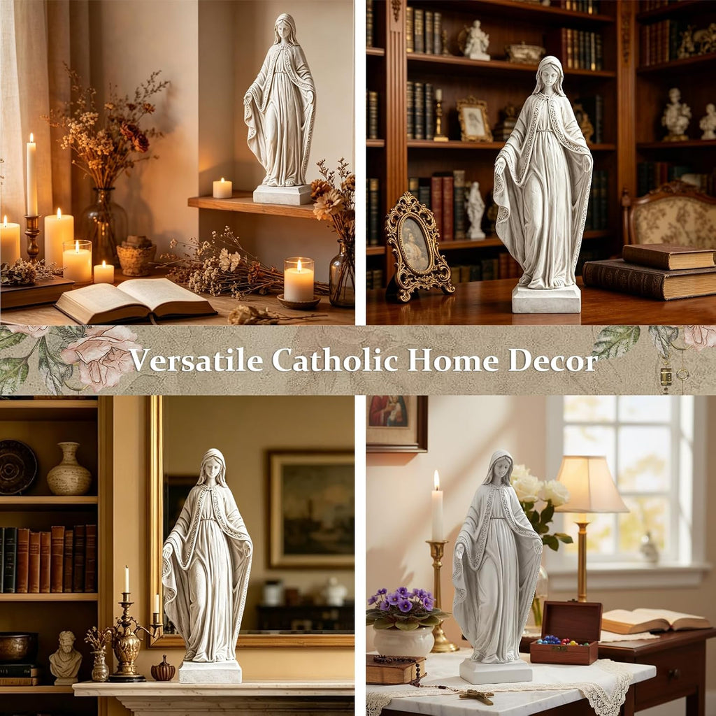 Virgin Mary Statue, 15" H Resin Blessed Mother Mary Statue | Religious Virgin Mary Statue Outdoor, Catholic Home Decor