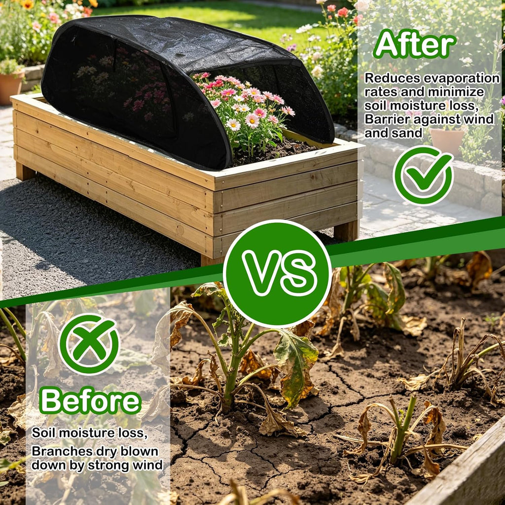 Wenfan Pop Up Plant Cover for Raised Bed, 47"X21"X18" Foldable Garden Cover Sun Shade Cloth UV Resistant Garden Bed