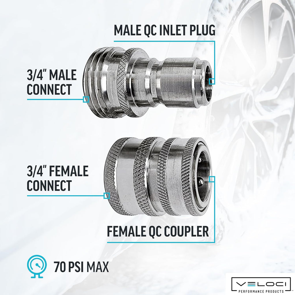 MTM Hydro Pressure Washer Garden Hose Adapter Set, 6 Piece, 3x3 | Kit with 3/4 in Quick Connect Fittings, Stainless