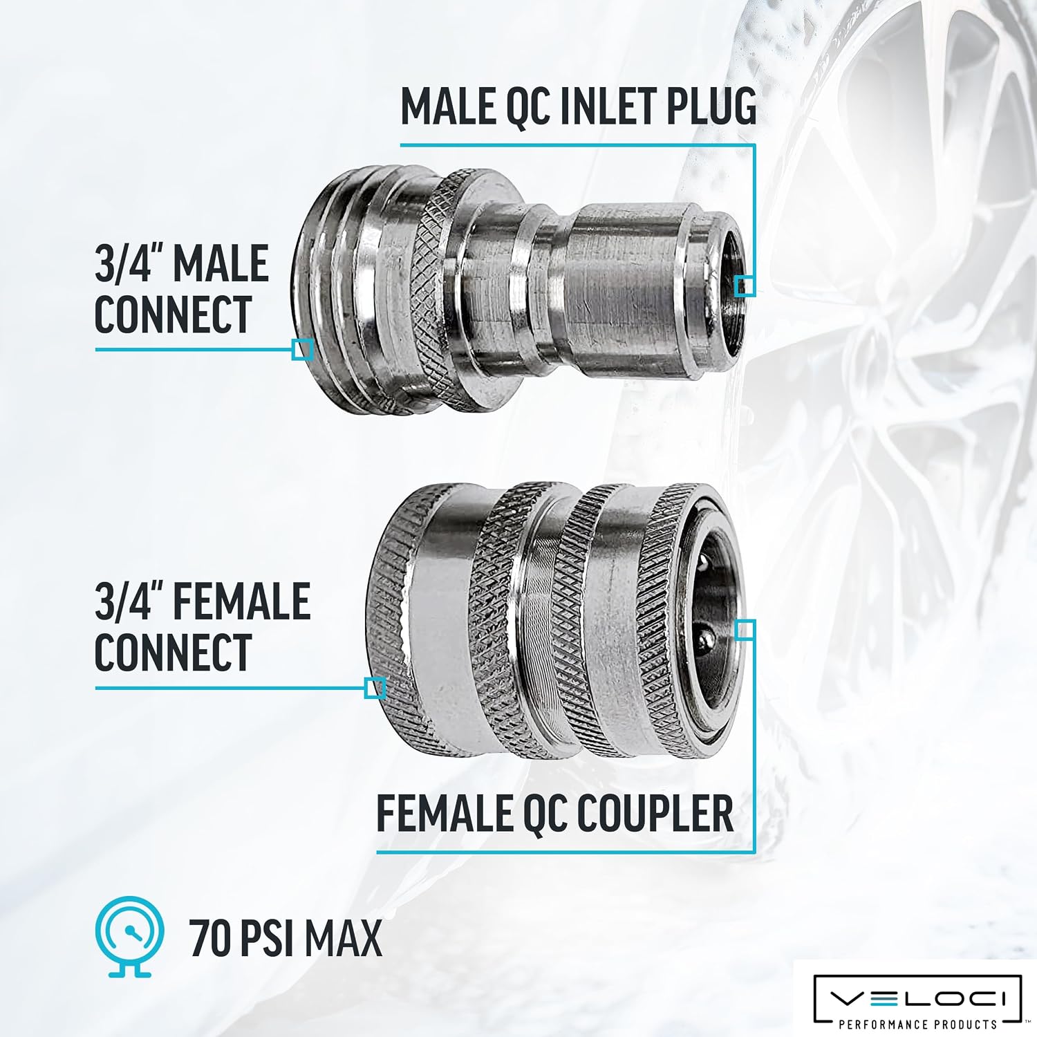 MTM Hydro Pressure Washer Garden Hose Adapter Set, 6 Piece, 3x3 | Kit with 3/4 in Quick Connect Fittings, Stainless
