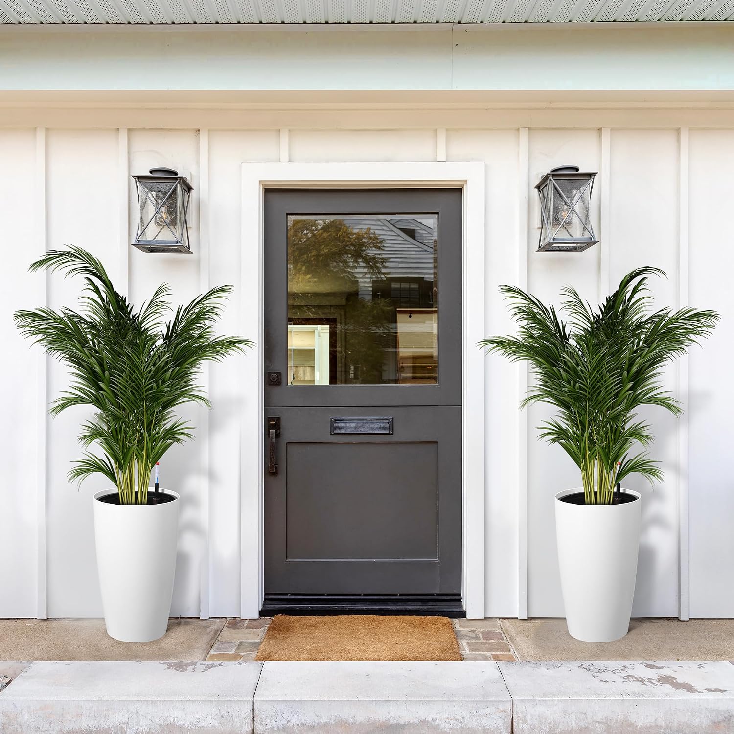 22" Tall Planter Set of 2, Self Watering Pots, Large Planter for Outdoor | Built-in Drainage and a Water Level Monitor