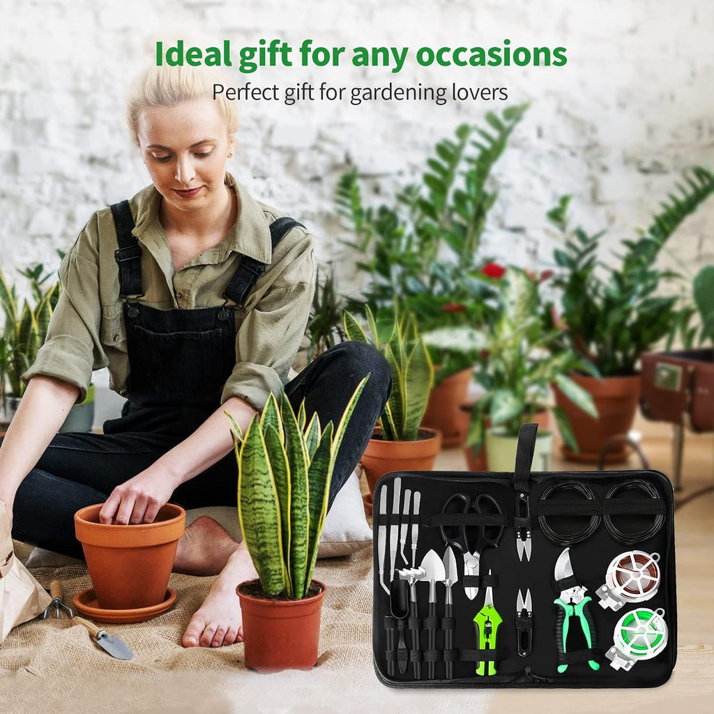 Bonsai Tree Kit, 20 Pcs Gardening Succulent Tools Set, Bonsai Tool Kit Include 262 Feet Bonsai Wire, 29.5"x29.5" Plant