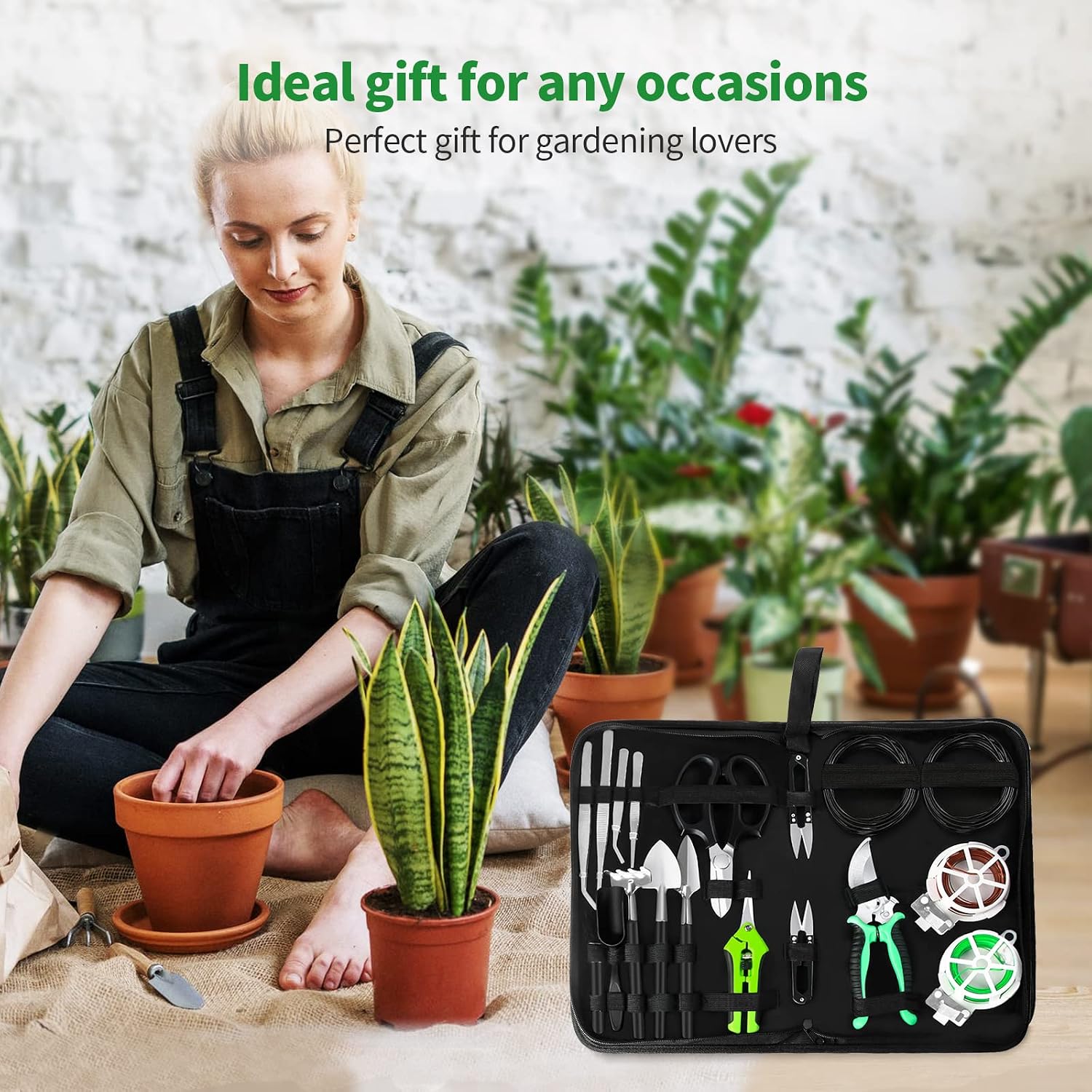 Bonsai Tree Kit, 20 Pcs Gardening Succulent Tools Set, Bonsai Tool Kit Include 262 Feet Bonsai Wire, 29.5"x29.5" Plant
