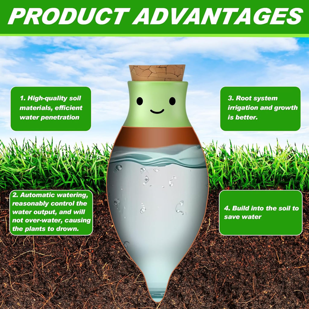 LemonRoad 4 Pcs Self Watering Terracotta Globes 11.5oz Large Ollas Plant Watering Globes Planter Insert Spike Pot Clay