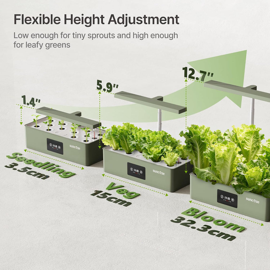 Hydroponics Growing System Kit with 24W Dimmable LED Light, Green | 12 Pods Indoor Herb Garden with Timer & Local Time
