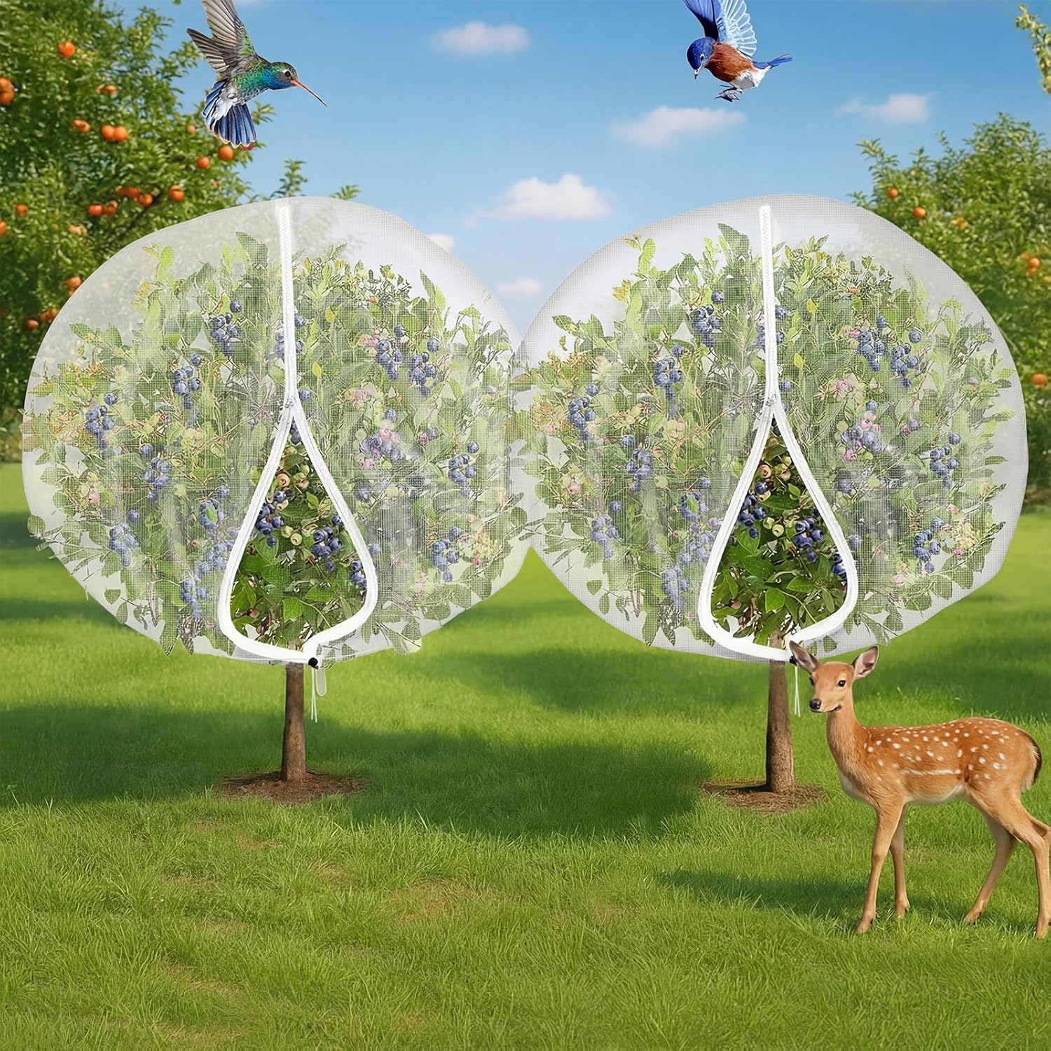 1 Pcs Large Fruit Tree Netting 10 X 14 Ft with Zipper Drawstring | Protect Fruit from Squirrels Birds Bug Deer & Rat