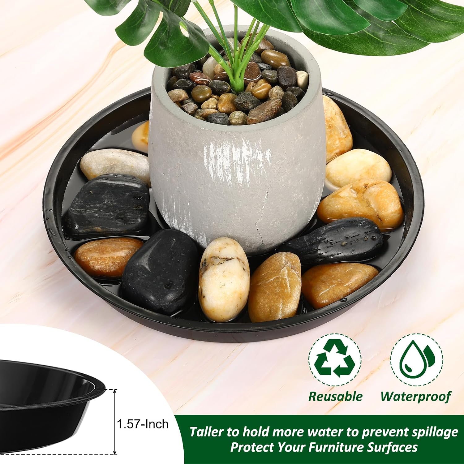 PATIKIL 4 Pack Plastic Plant Saucer, 14 Inch Plant Tray for Pots Round Plant Dish Plant Drip Trays Water Tray for