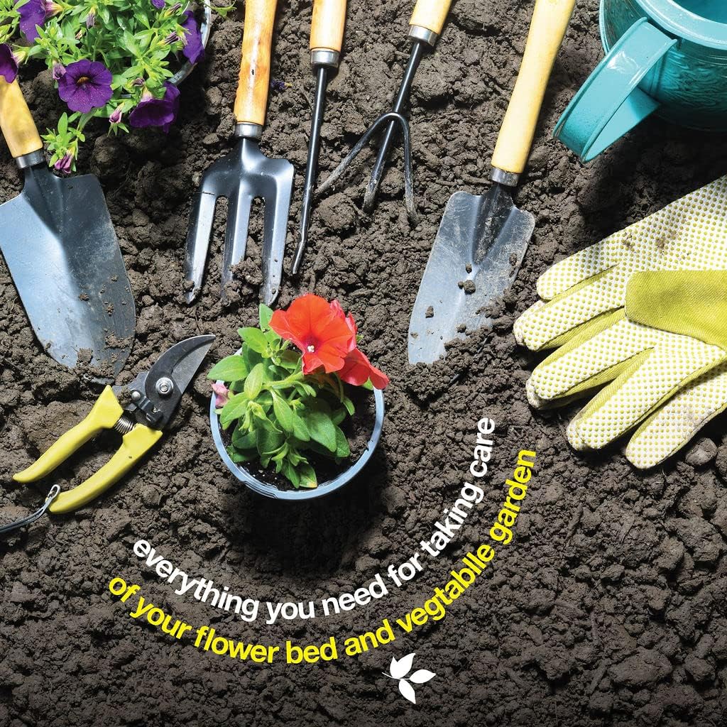 Gardening Tools Set of 10 - Complete Heavy Duty Garden Tools Set with Fashion Handbag - Durable Gardening Supplies Kit