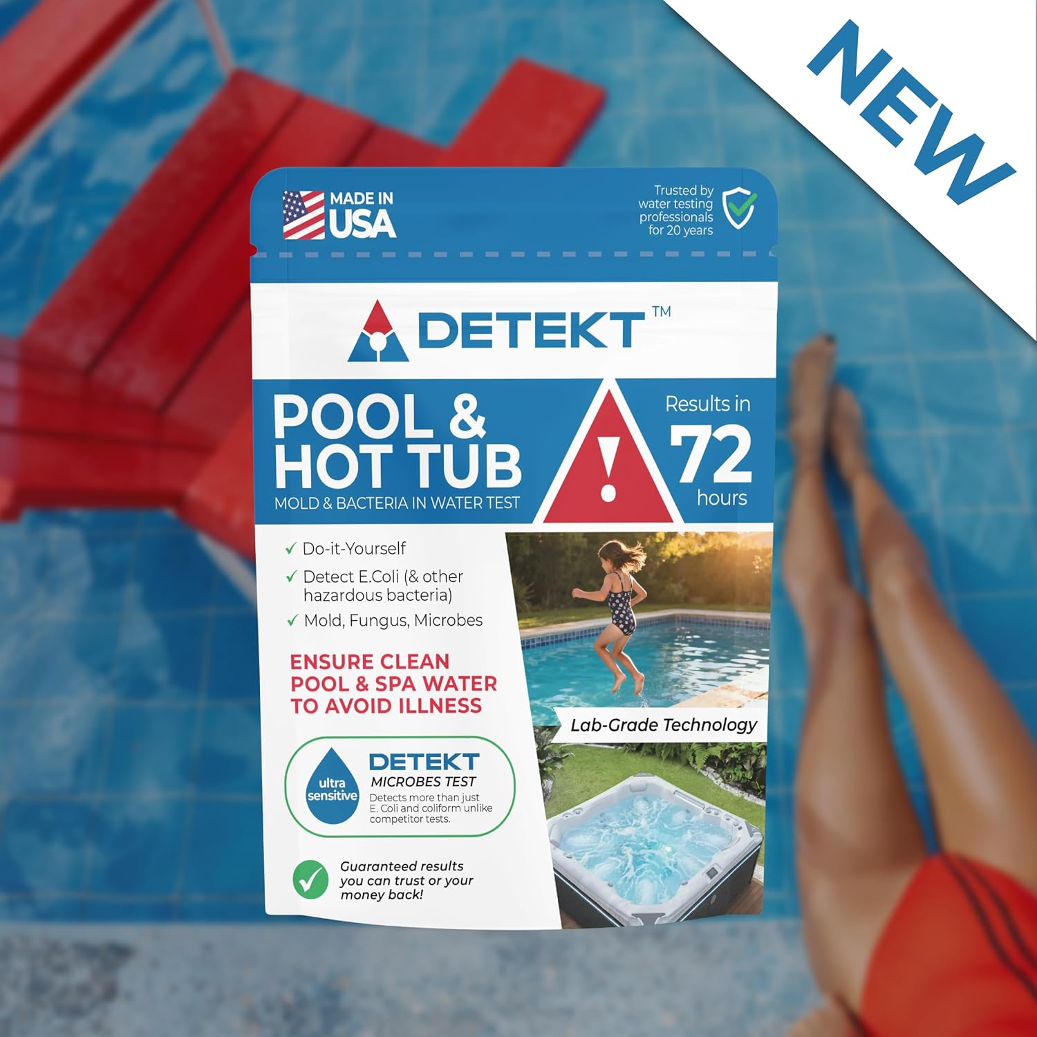Detekt® Hot Tub & Pool Water Test for Bacteria & Mold - Species ID